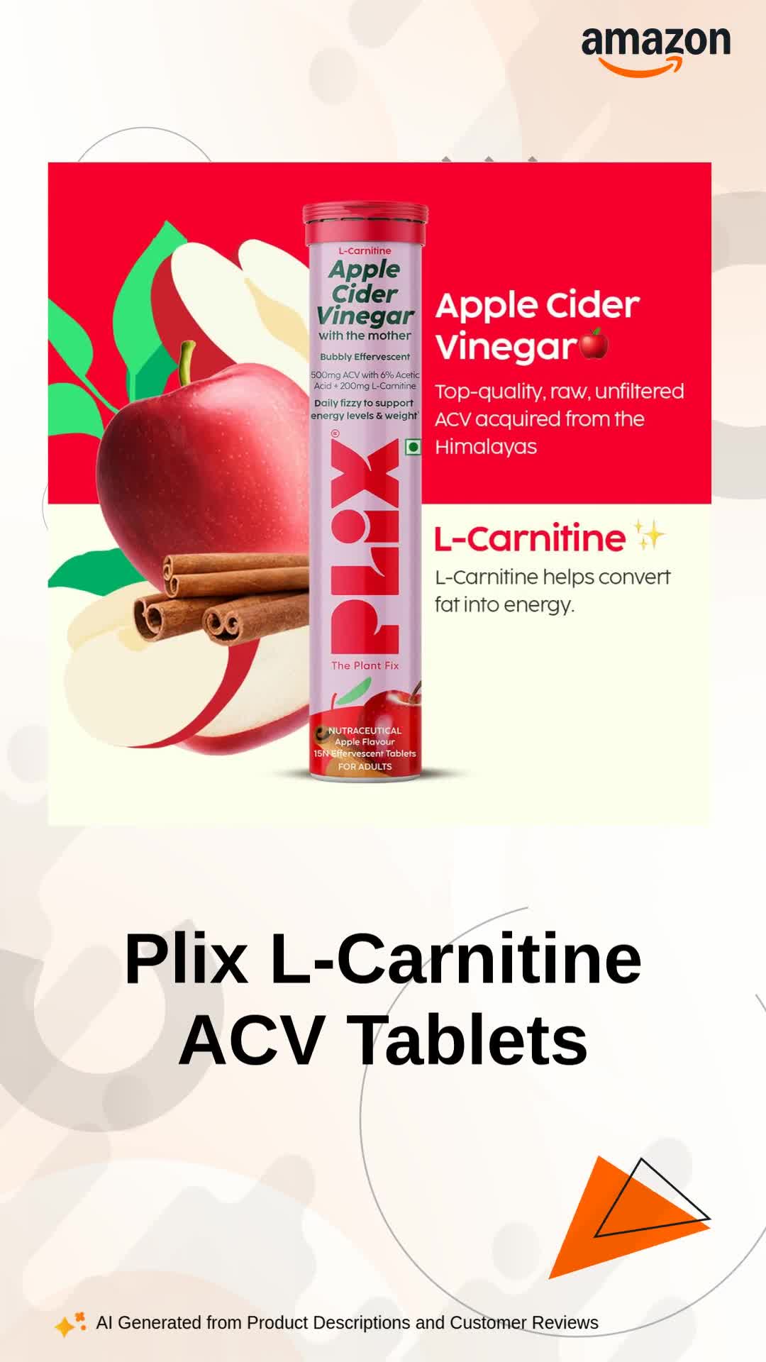 l carnitine vs apple cider vinegar Guerilla Gainz Apple Cider Vinegar with L-Carnitine Helps Convert Fat Into  Energy, Refreshing Lemon Flavour, 15 Effervescent Tablets (15 Tablets main image 1