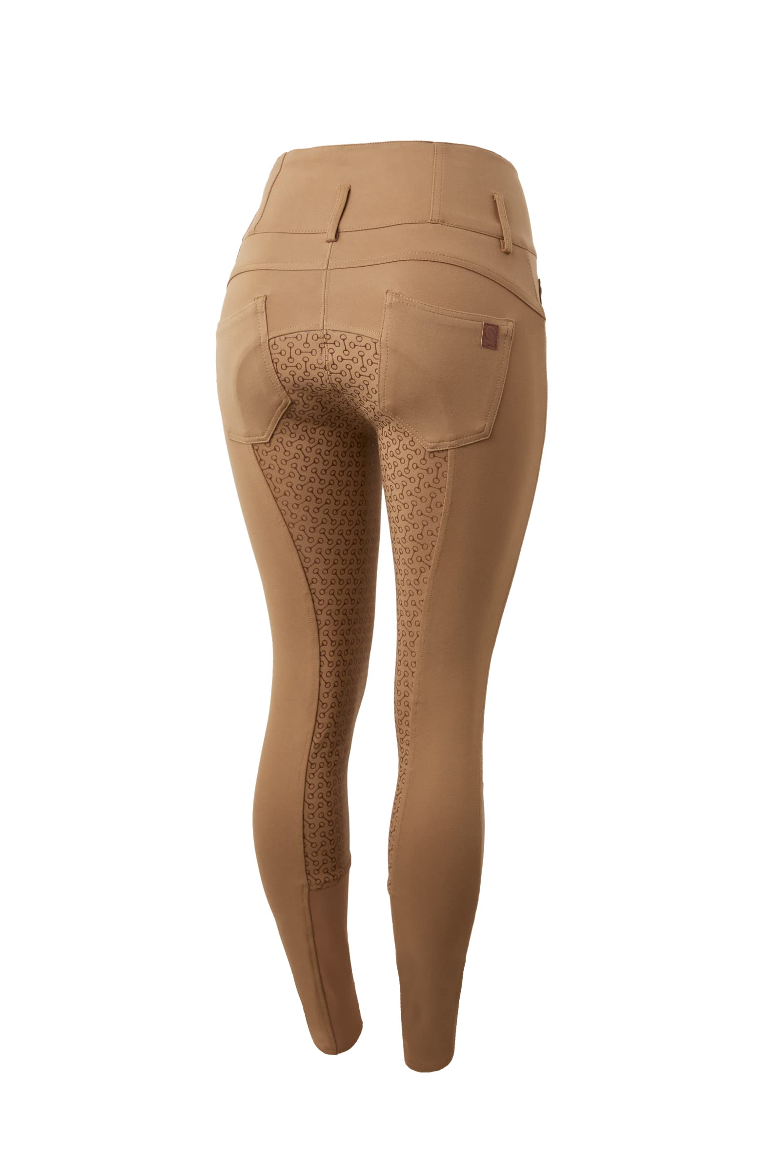 Horze Jodphurs Ladies Tara Women's Full Seat Riding Breeches Pants with Extra High Waist Equine, Brown, 36
