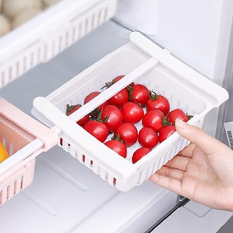 Stackable Mini Fridge Organizer Bins With Spaced Holes