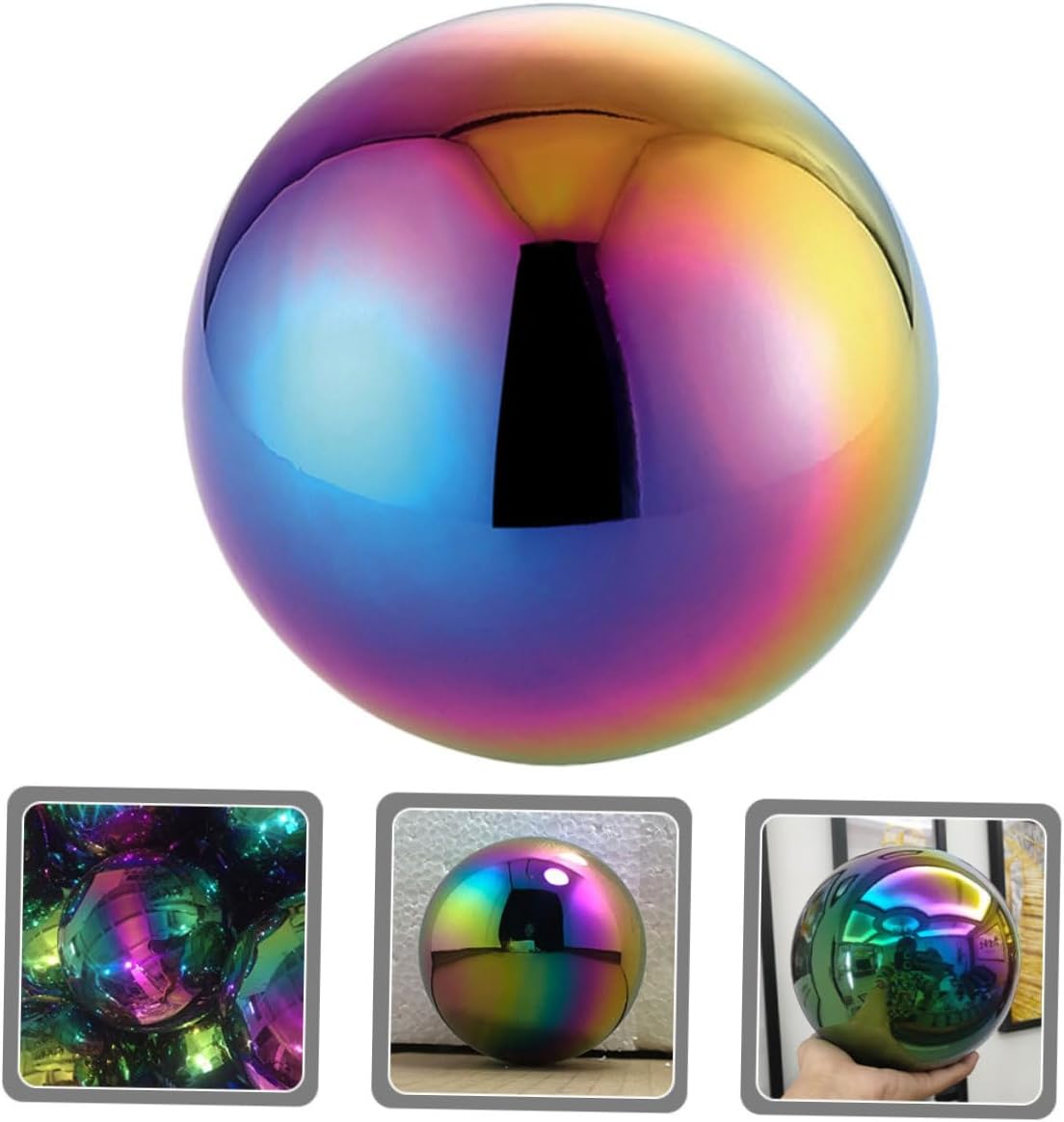 10 Pcs Garden Reflector Hollow Gazing Globe Lawn Ornament Outdoor Gazing Ball Rainbow Gazing Globe Mirror Trim Decor Mirrors Gazing Spheres Steel Ball Reflective Stainless Steel