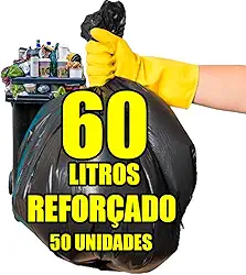 Saco De Lixo 60 Litros Reforçado Grosso 50 unidades Grande Preto Resistente Forte Pacote Lixex Sacos para Lixo