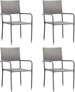 vidaXL Sillas Comedor de jardín apilables 4 uds ratán sintético Gris, Silla de Comedor de Exterior, Asiento de jardín, Silla de Patio, Silla de jardín