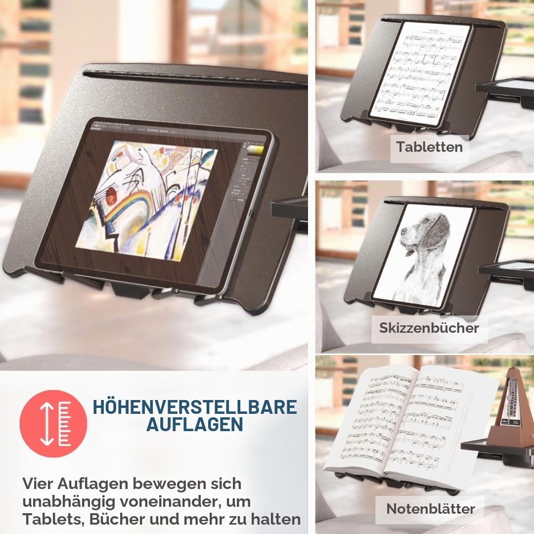 Levo G2-801 Deluxe Laptop-Ständer mit Mausablage – Stilvolles Rotguss- und Schwarz-Design für Komfortables mobiles Computing – Höhenverstellung, 360° drehbar, stabile Konstruktion für die Arbeit