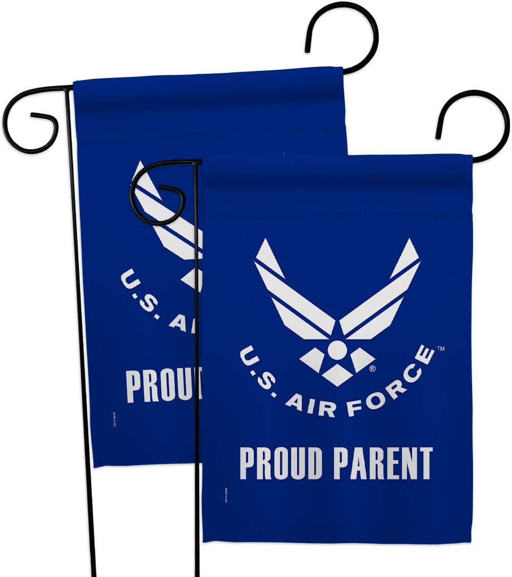 Proud Air Force Parent Garden Flag - 2pcs Pack Armed Forces USAF United State American Military Veteran Retire Official - House Decoration Banner Yard Gift Double-Sided Made in USA