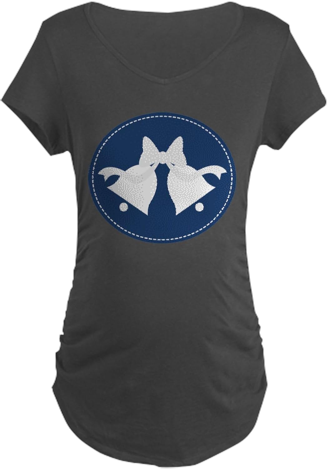 CafePress Wedding Bells Blue Maternity Dark T Shirt Women's Maternity Ruched Side T-Shirt