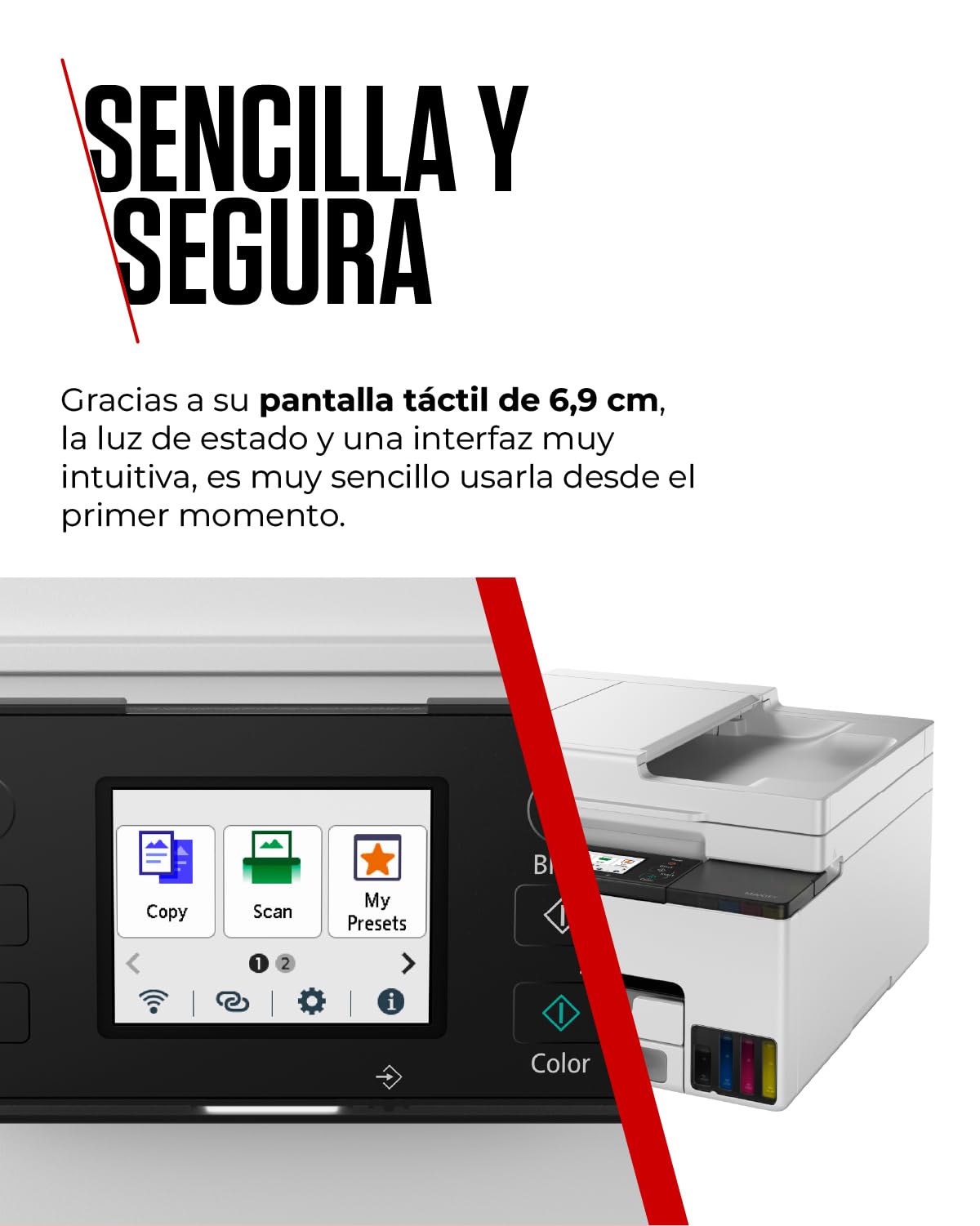 Canon MAXIFY GX2050 – Impresora MegaTank a Color, Copiadora, Escáner y Fax A4 | Hogar y Oficina | Conexión Wi-Fi, Ethernet y USB | Inyección de Tinta | Incluye 6 Botellas de Tinta