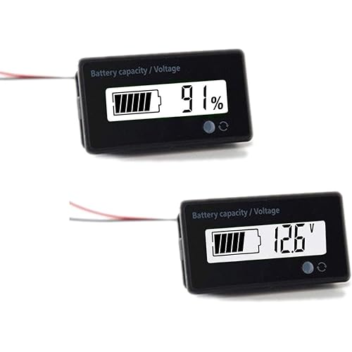12V 24V 36V 48V 72V 84V Battery Meter, Battery Capacity Voltage Monitor Gauge Indicator, Lead-Acid&Lithium ion Battery Tester, for Golf Cart RV Marine Boat Club Car Motorcycle-White