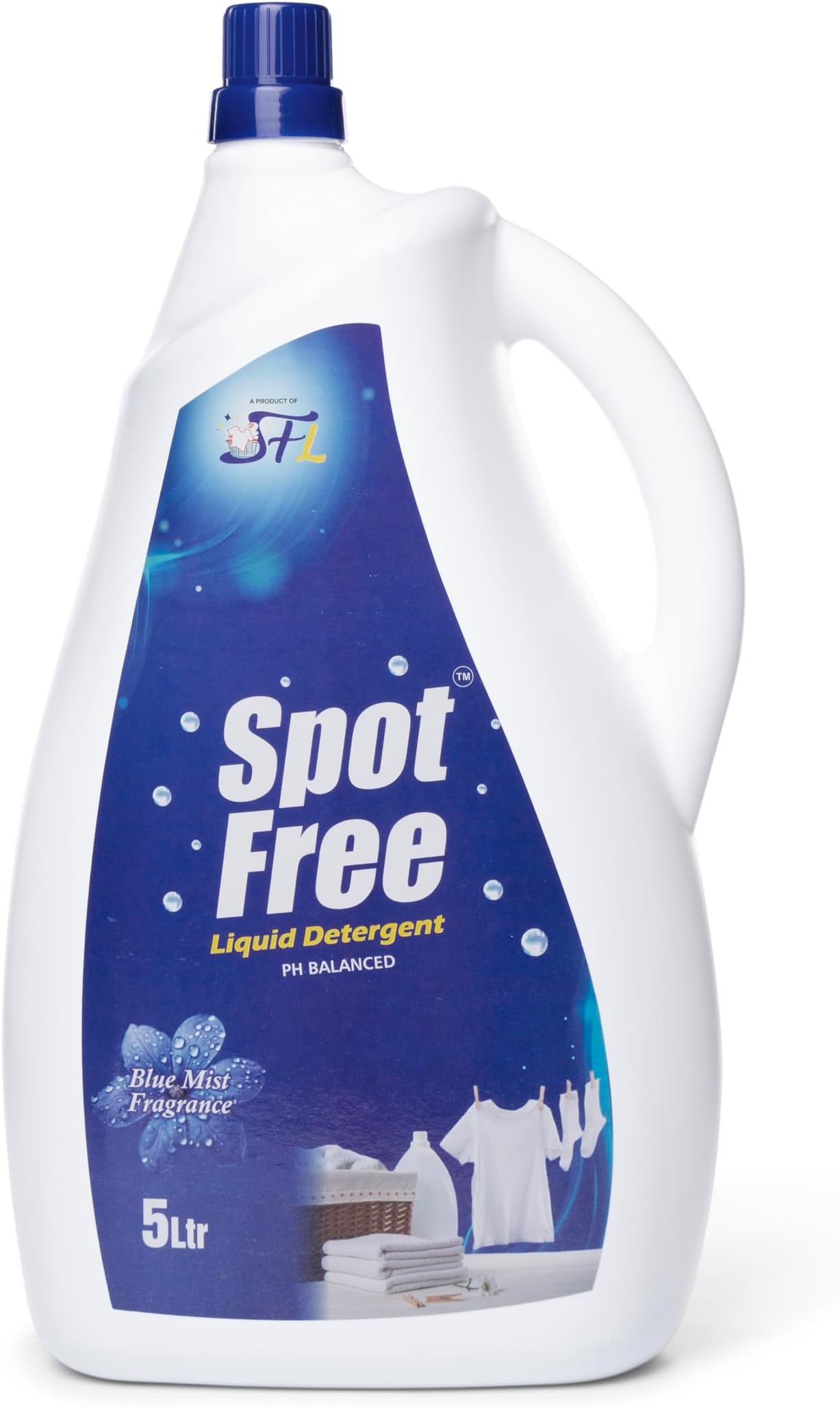 Spot Free Liquid Detergent for Top & Front Load | pH Balanced, Eco-Friendly | Gentle on Fabrics, Removes Stains, Preserves Colors | Liquid Detergent Front Load and Top Load - 5 Ltr