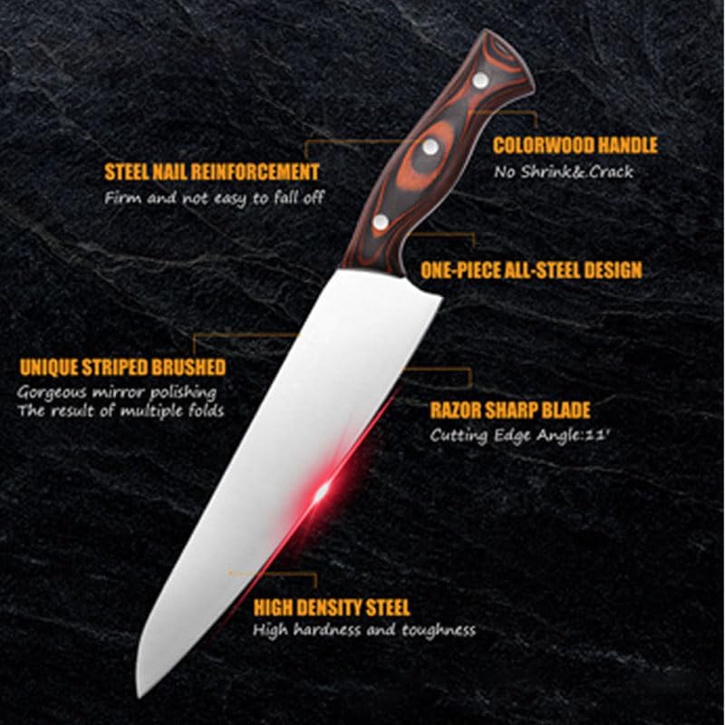 Meat Cleaver,Cleaver Knife 9 Inch Gyutou Kitchen Knife Sharp Cleaver Slicing Sashimi Fish Sushi Knife For Cutting Vegetables Meat Wood Handle Cooking Tools, LAMAJIGA5844