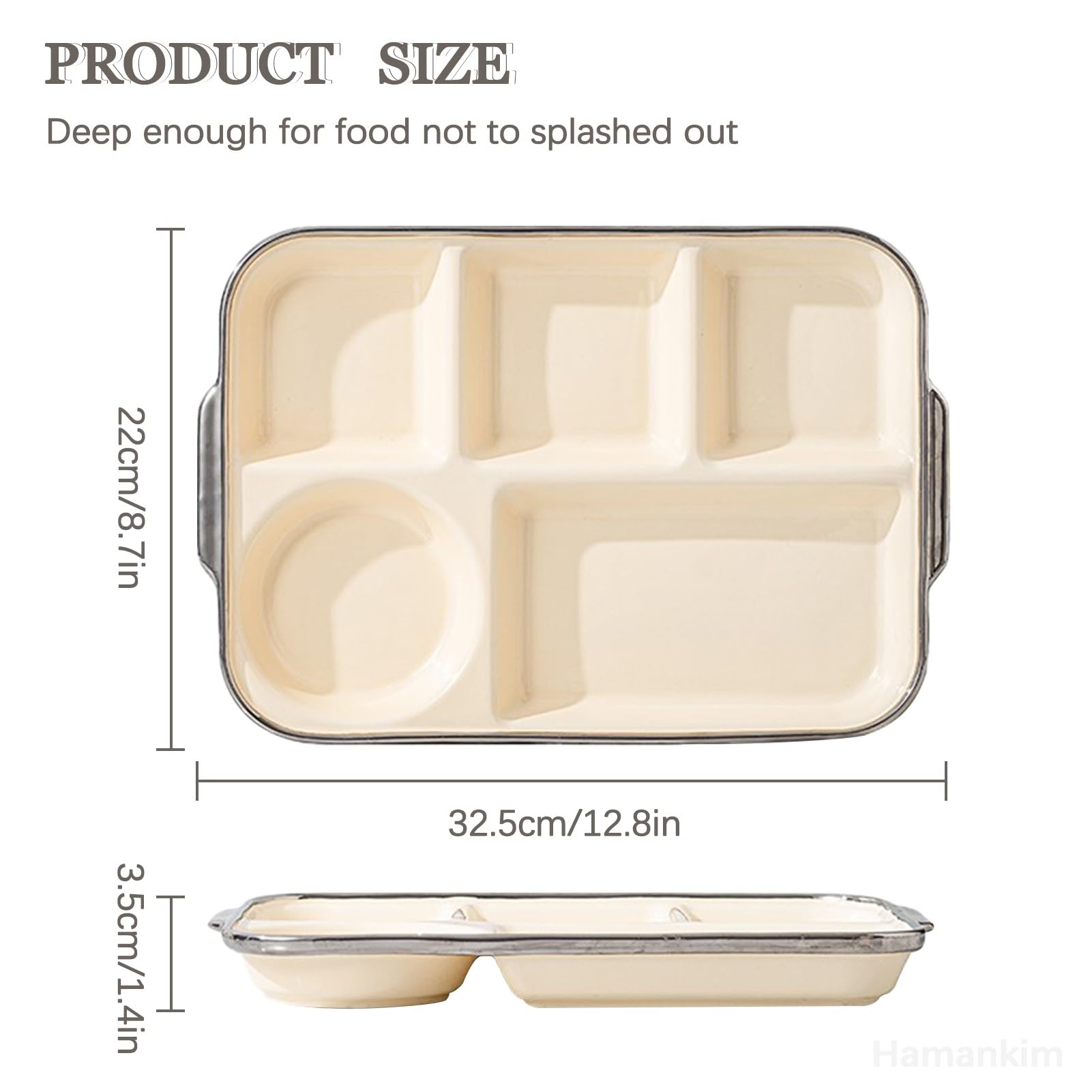 Assiette à Petit-déjeuner/dîner en céramique divisée avec 5 Compartiments, Passe au Micro-Ondes et au Lave-Vaisselle, Plateau à Dessert 1 pièce(Yellow)