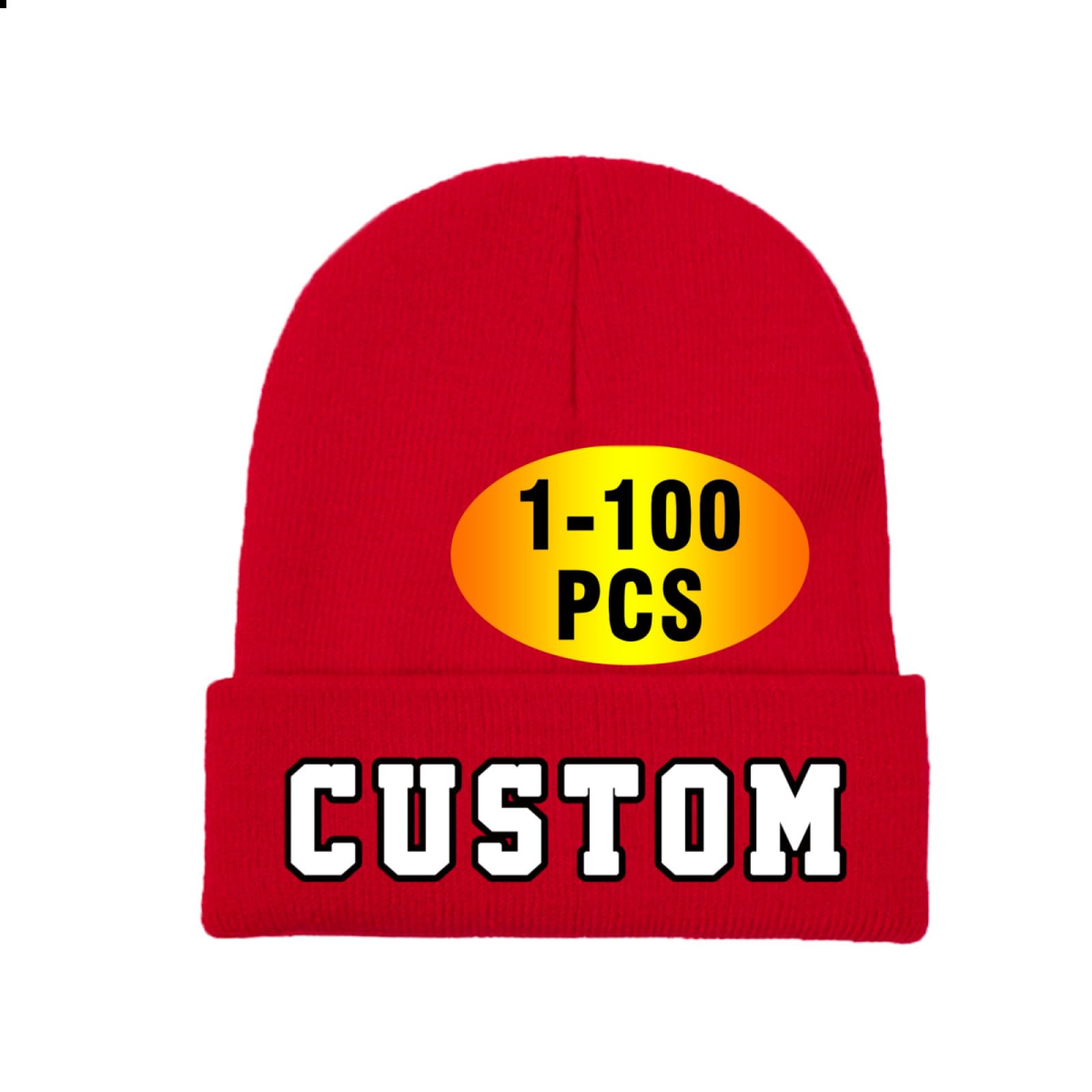 Personalized Custom Beanies Hats Knitted Hat Personalized Skull Hat Winter Hat for Men Women Add Text Logo Photo Custom Hats Red