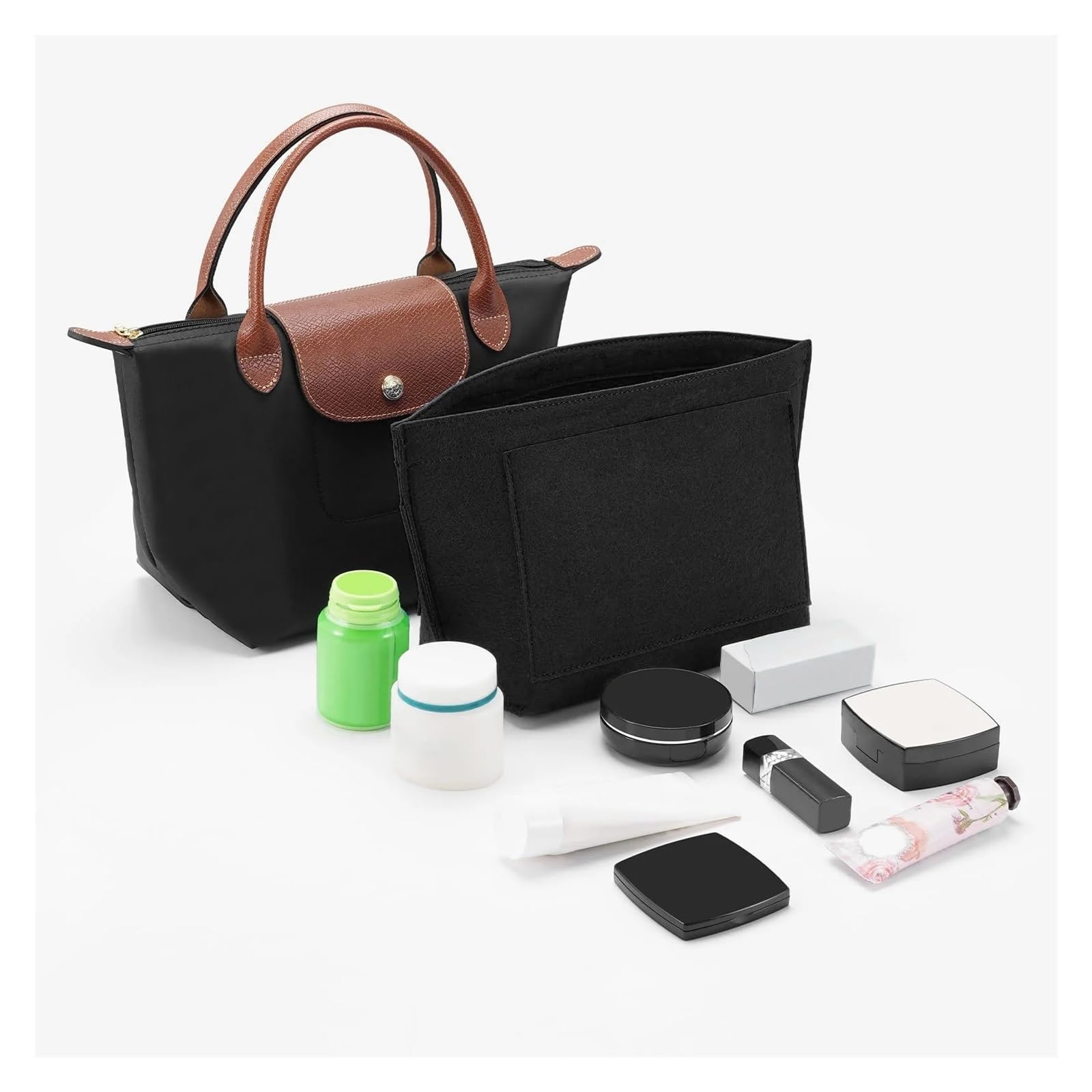 Organizador de bolso de fieltro Inserto organizador de bolso, bolsa fieltro for(Black,L)