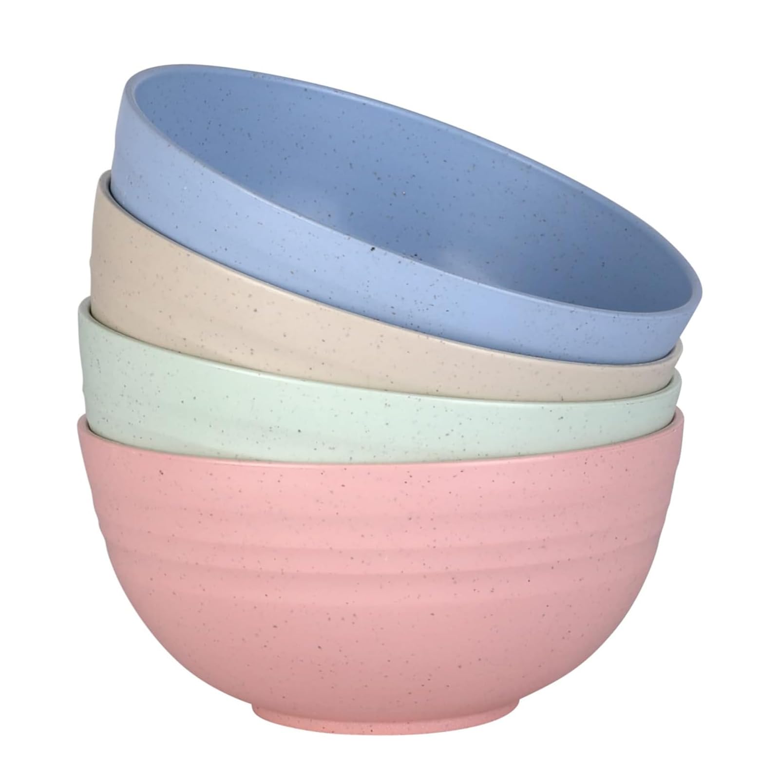 KWLINKAL Set Di 4 Ciotole Infrangibili In Plastica PP 950 Ml - Microonde E Lavastoviglie, Leggere, Colorate (Verde, Beige, Rosa, Blu)