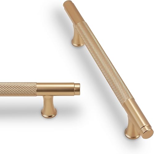 POVEFONK Paquete de 10 manijas de gabinete de cocina de bronce champán de 5 pulgadas (5.039 in) moleteadas para gabinetes, tiradores de cajones disponible en Yaxa Peru