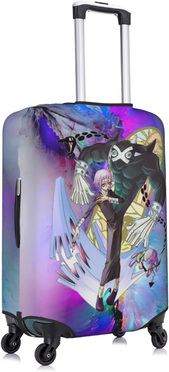 review Anime Soul Eater Pattern Travel Suitcase Protector Washable Luggage Cover With Concealed Zipper Suitcase Protector X-Large