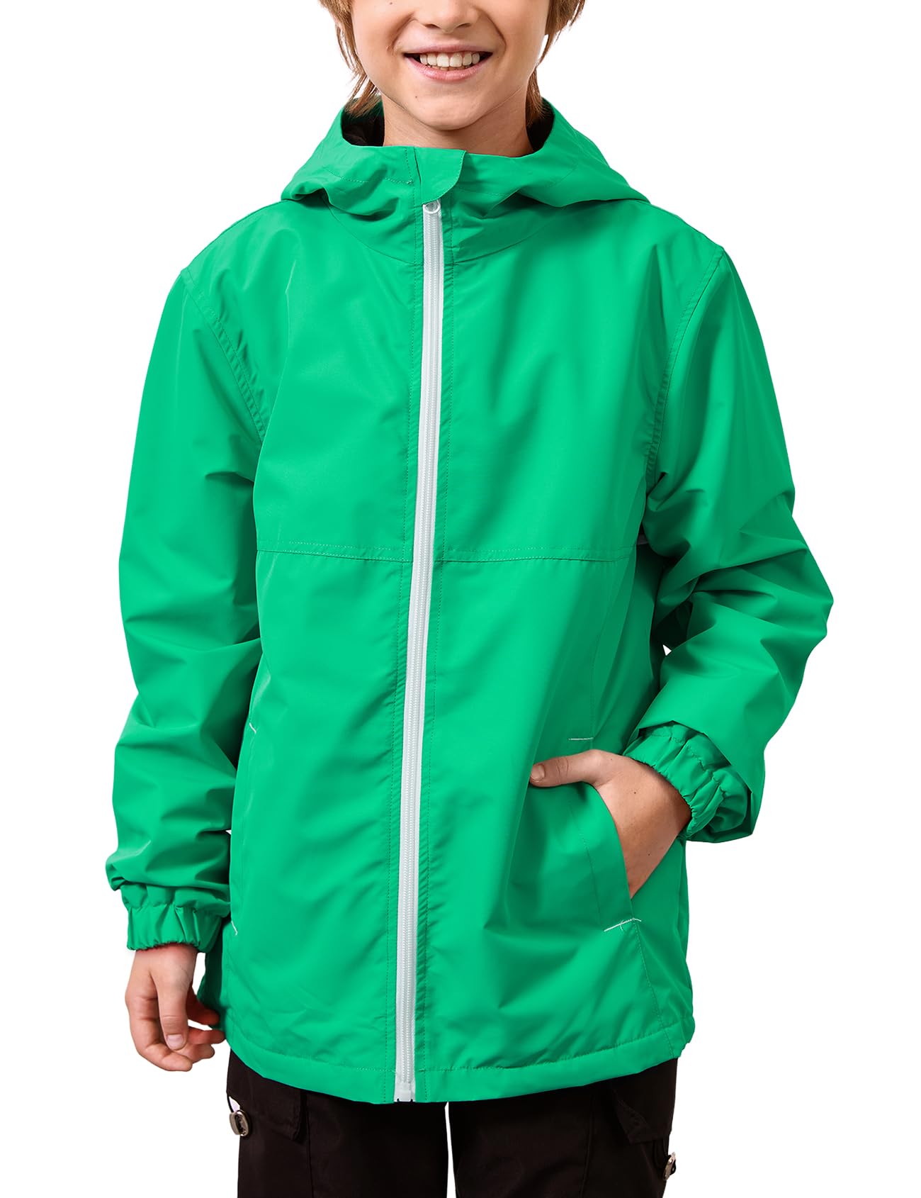 Boys Rain Jackets Waterproof Hooded Fleece Raincoats Lightweight Windbreakers Jackets for Kids