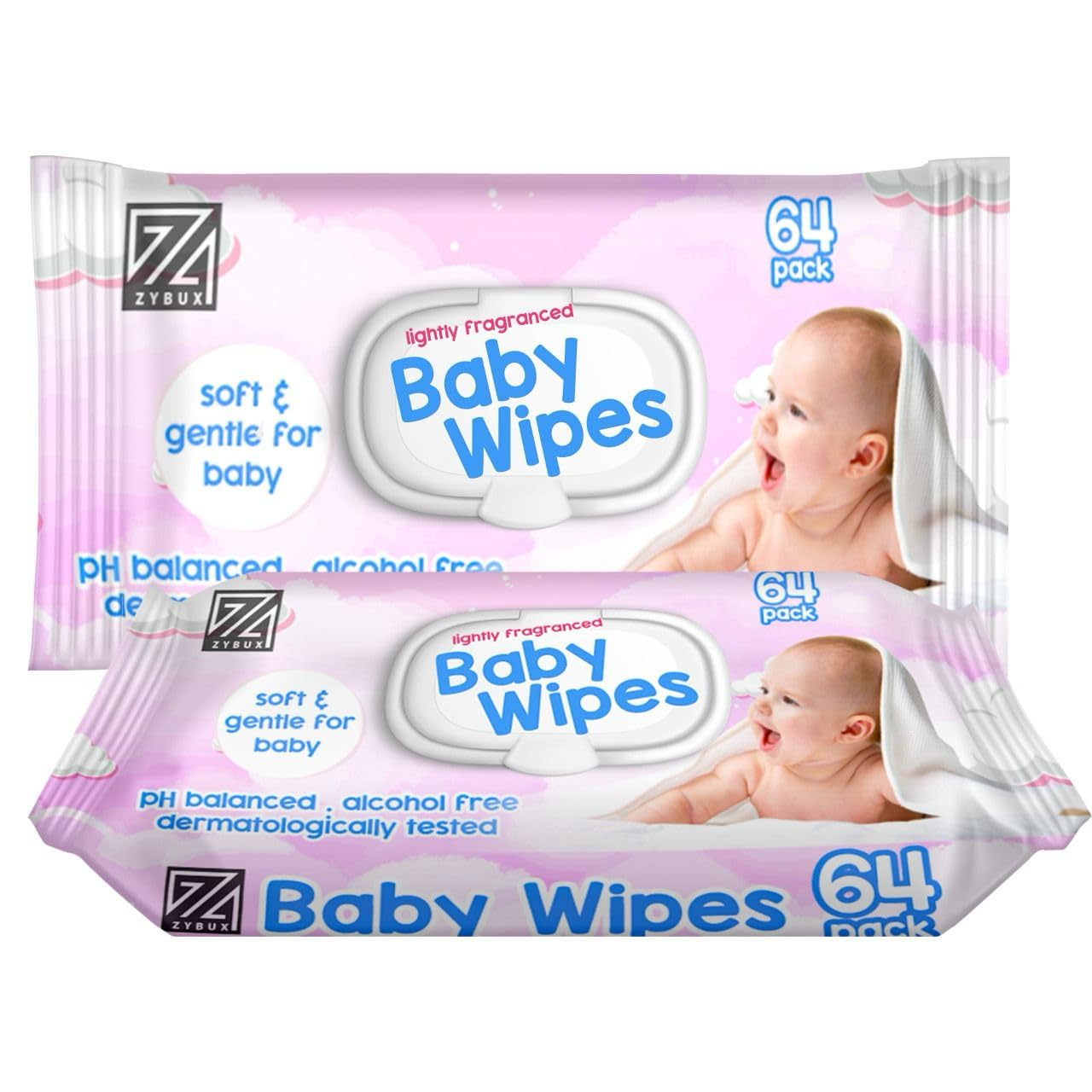 ZYBUX - 128 Pack Multipack Fragranced Baby Wipes | | Lightly Scented Wet Wipe, Dermatology Tested, Alcohol Free & PH Balanced | Gentle for Soft Skin