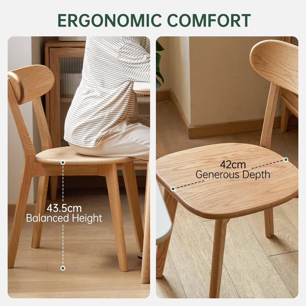 YESWOOD Esszimmerstühle 4er Set Roteiche Massivholz, Holzstühle mit Rückenlehne, Skandinavischer Stühle für Esszimmer, Küche, Wohnzimmer, Natur