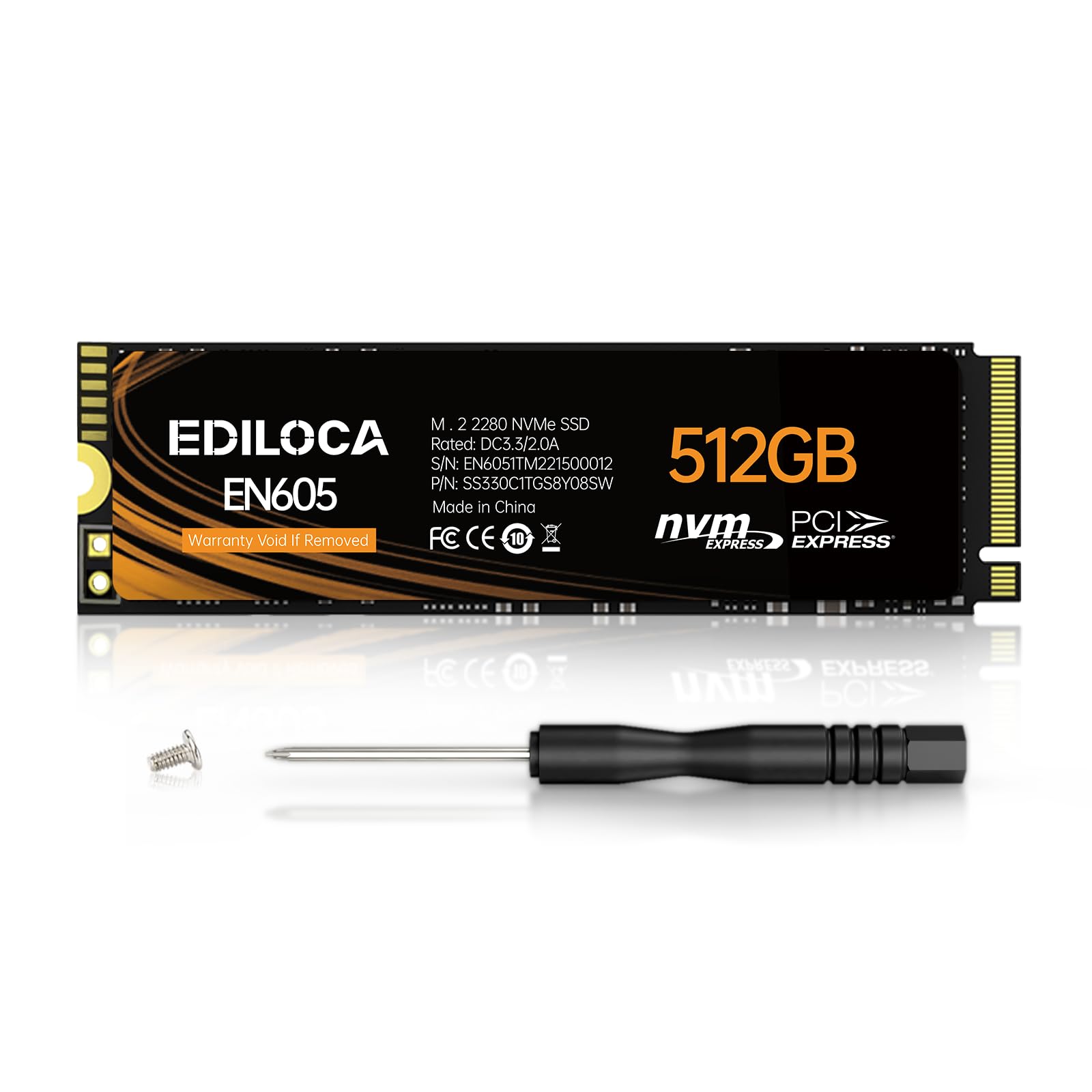 Amazon | EDILOCA EN605 SSD 512GB PCIe Gen 3.0×4 NVMe1.3 M.2 2280
