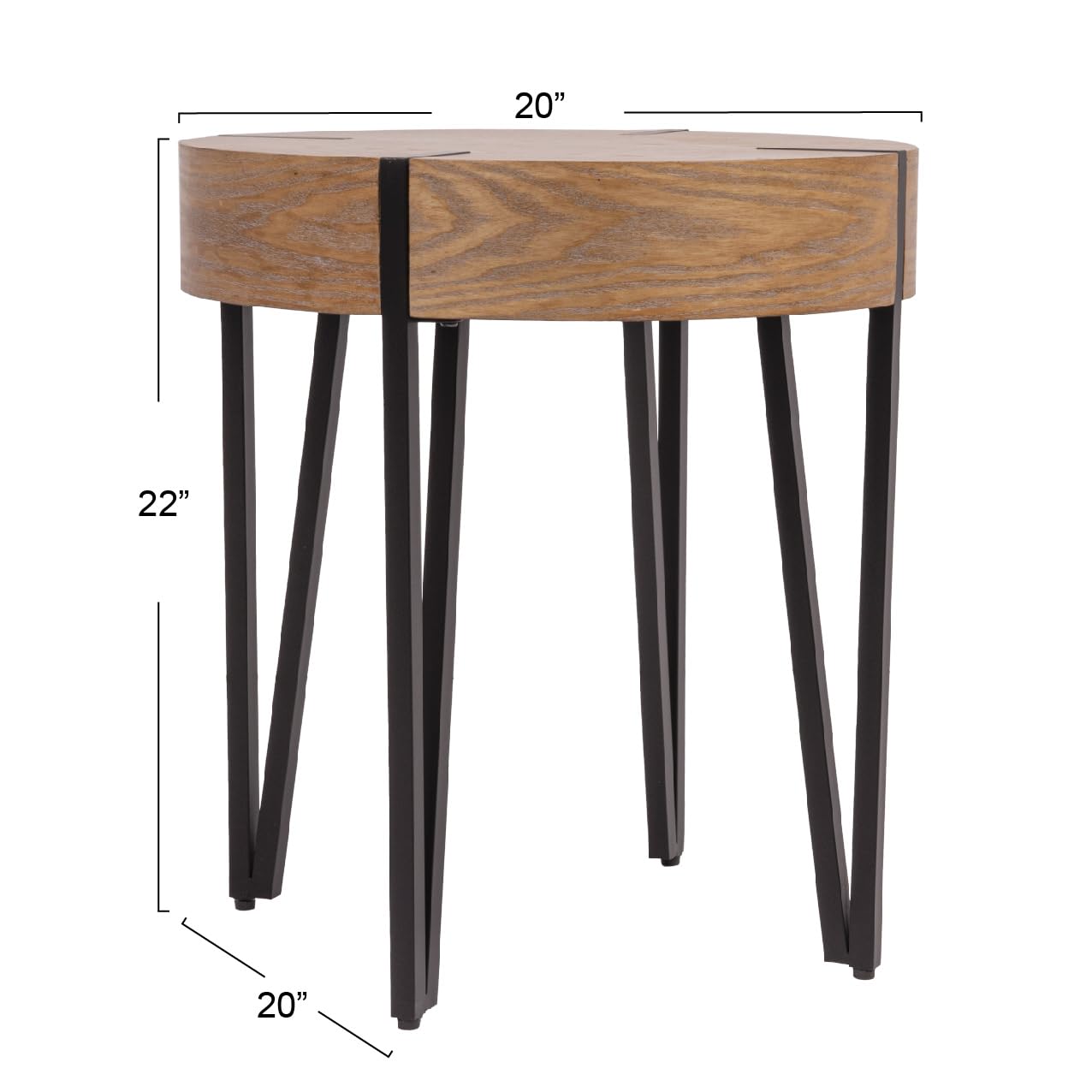 Creative Co-Op Astoria Wood End Table with Metal Hairpin Legs, Natural and Black