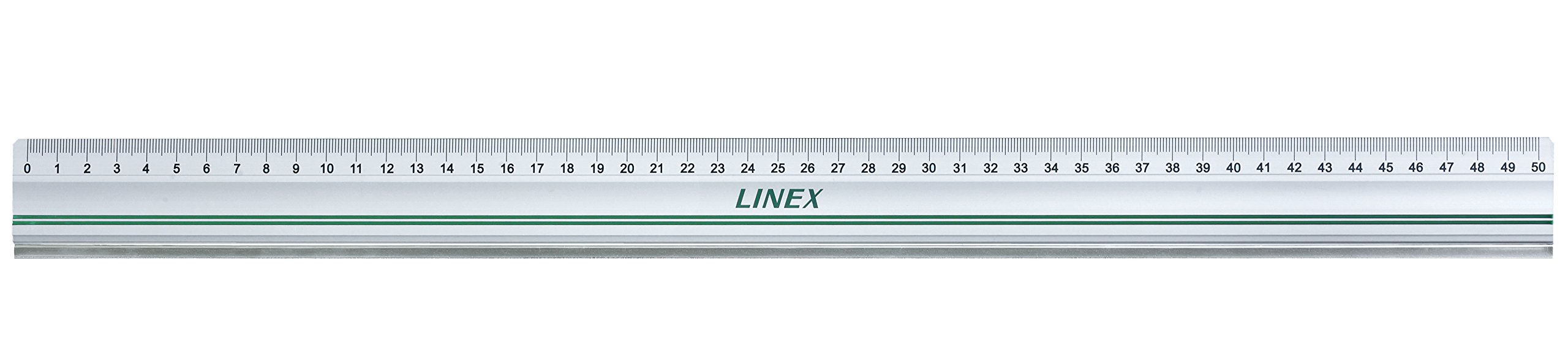 Linex Aluminium Ruler 50 cm, Steel Cutting Edge, Non-Slip Strip on the Back