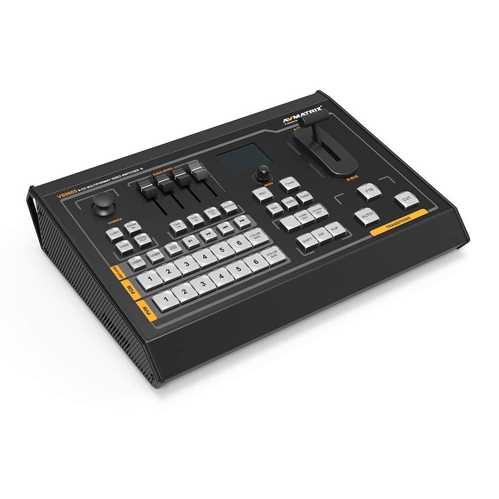 AVMATRIX VS0605 6CH SDI/HDMI Multi-Format Live Production Video Switcher Mixer with Recorder