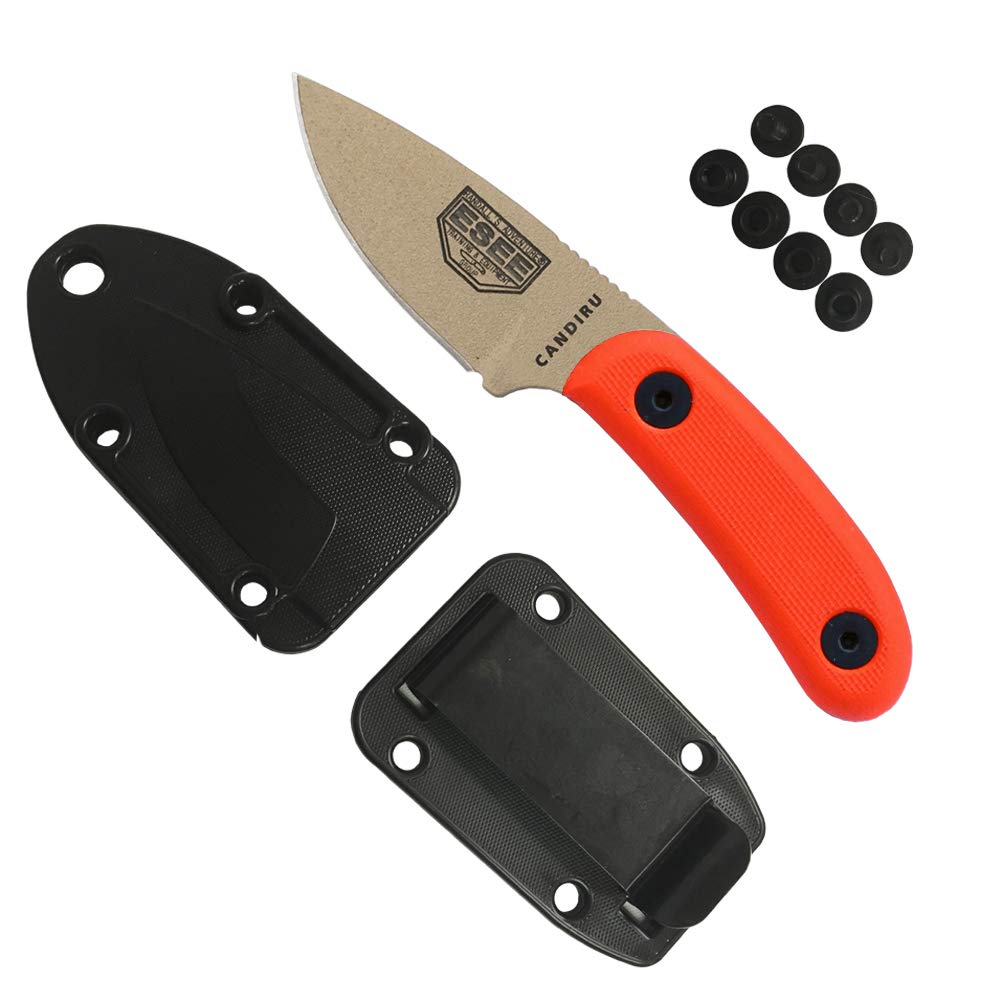 ESEE Knives Candiru Desert Tan w/Handle, Molded Polymer Sheath, and Clip Plate