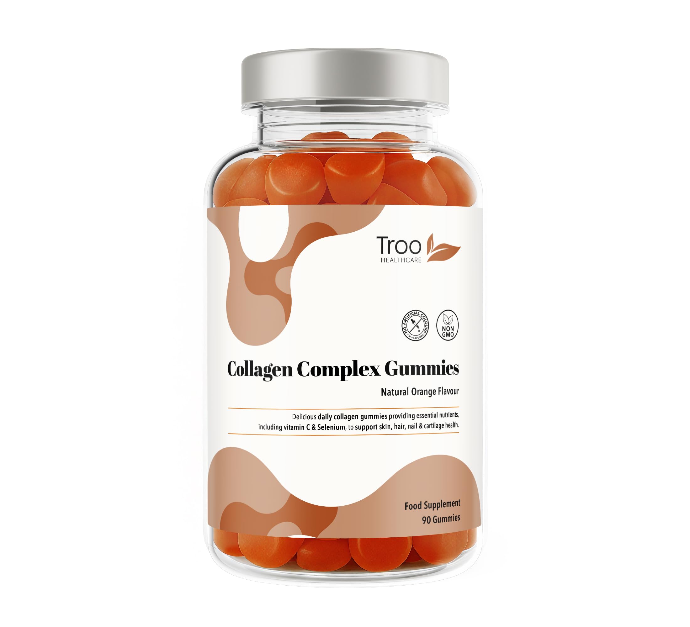 Troo Health CareCollagen Complex - 90 Natural Orange Gummies - One Per Day Hydrolysed Collagen with Biotin, Vitamin C & Selenium - Three Months Supply – Healthy Skin & Hair for Men & Women