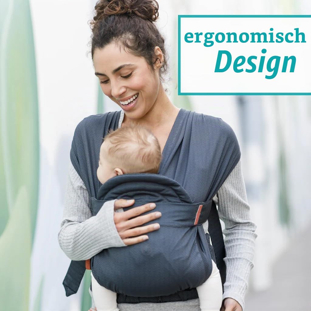 Infantino - Hybrid-Tragetuch Babytrage Hug & Cuddle - Hybrid tragetuch baby neugeboren - Gepolsterte Privatsphäreabdeckung - Integrierte Aufbewahrungstasche - Für Babys von 3,2 bis 11,8kg - Dunkelgrau