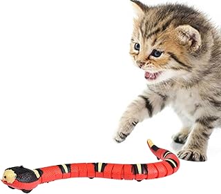 Snake Toy for Cats Pets Kids, Smart Sensing Snake Toy, Realistic Electric Snake Toy, Cat Interactive Toys USB Rechargeable, Simulation Snake Prank Toys with Retractable Tongue Swinging Tail for Party