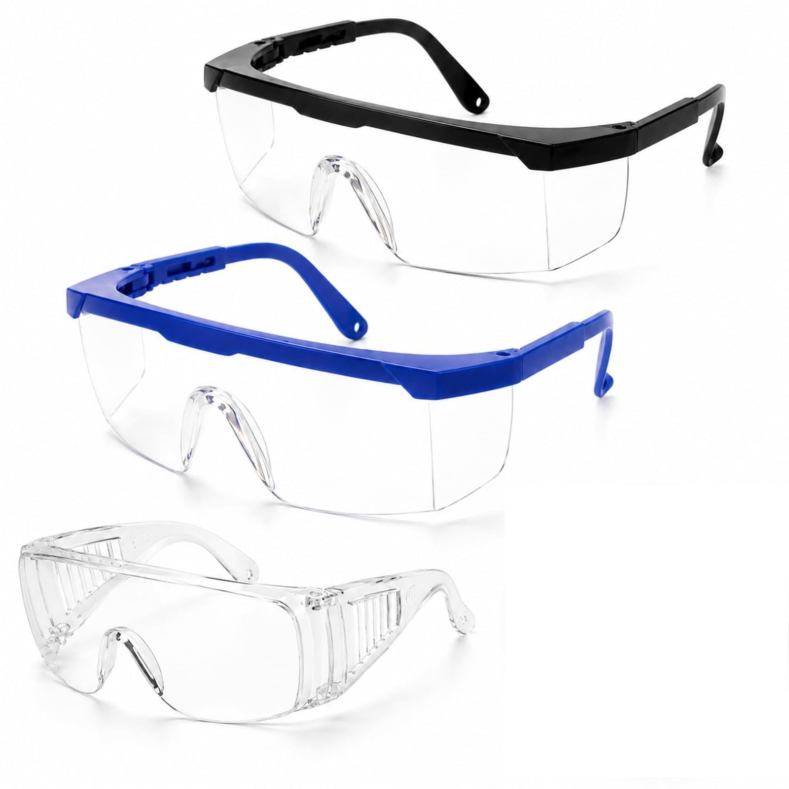 PDMYUG 3 PCS Protective Glasses, Anti - fog & Diverse Styles, For Multiple Scenarios, Fit for Those Requiring Clear Vision in Different Tasks, in Blue Black Transparent Louver