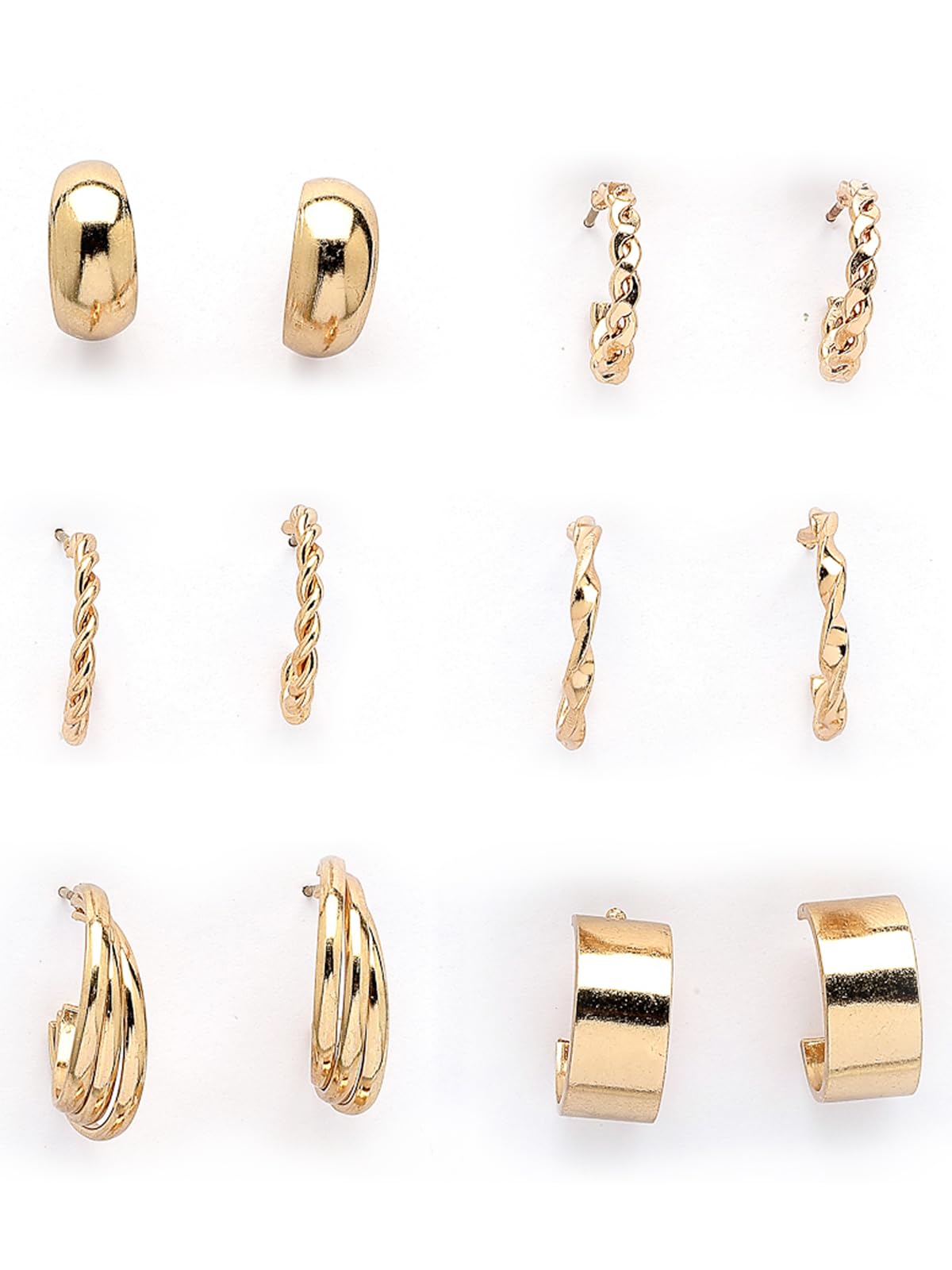 Fashion Forward Latest Stylish Gold Plated Trendy Style Hoop Combo Earrings for Women & Girls|Pair of 6|CBE107201-image-30