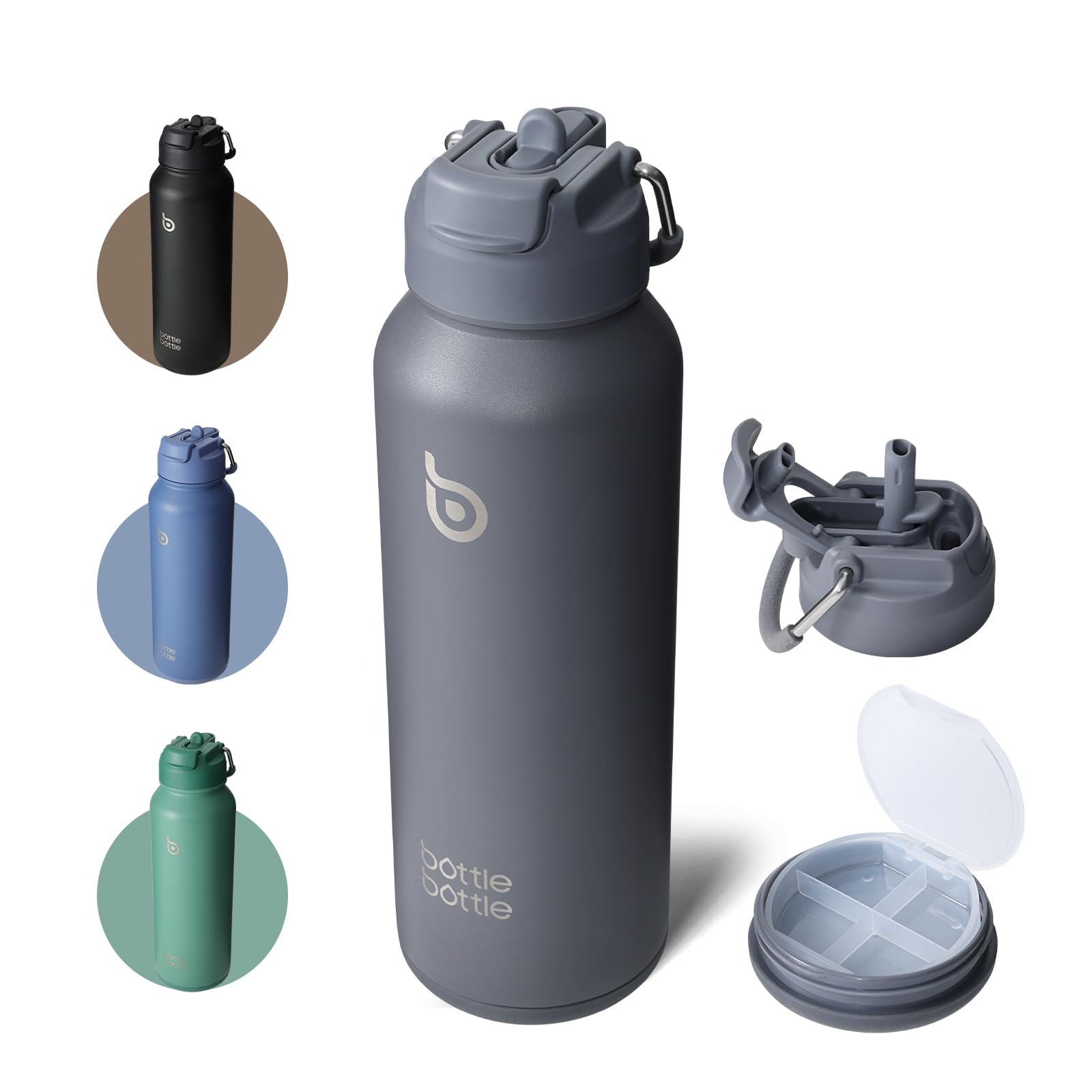 クールベストとストロー付きボトル　2点 Amazon｜BOTTLE BOTTLE 水筒 1リットル 二重構造 保冷保温 魔法瓶 大