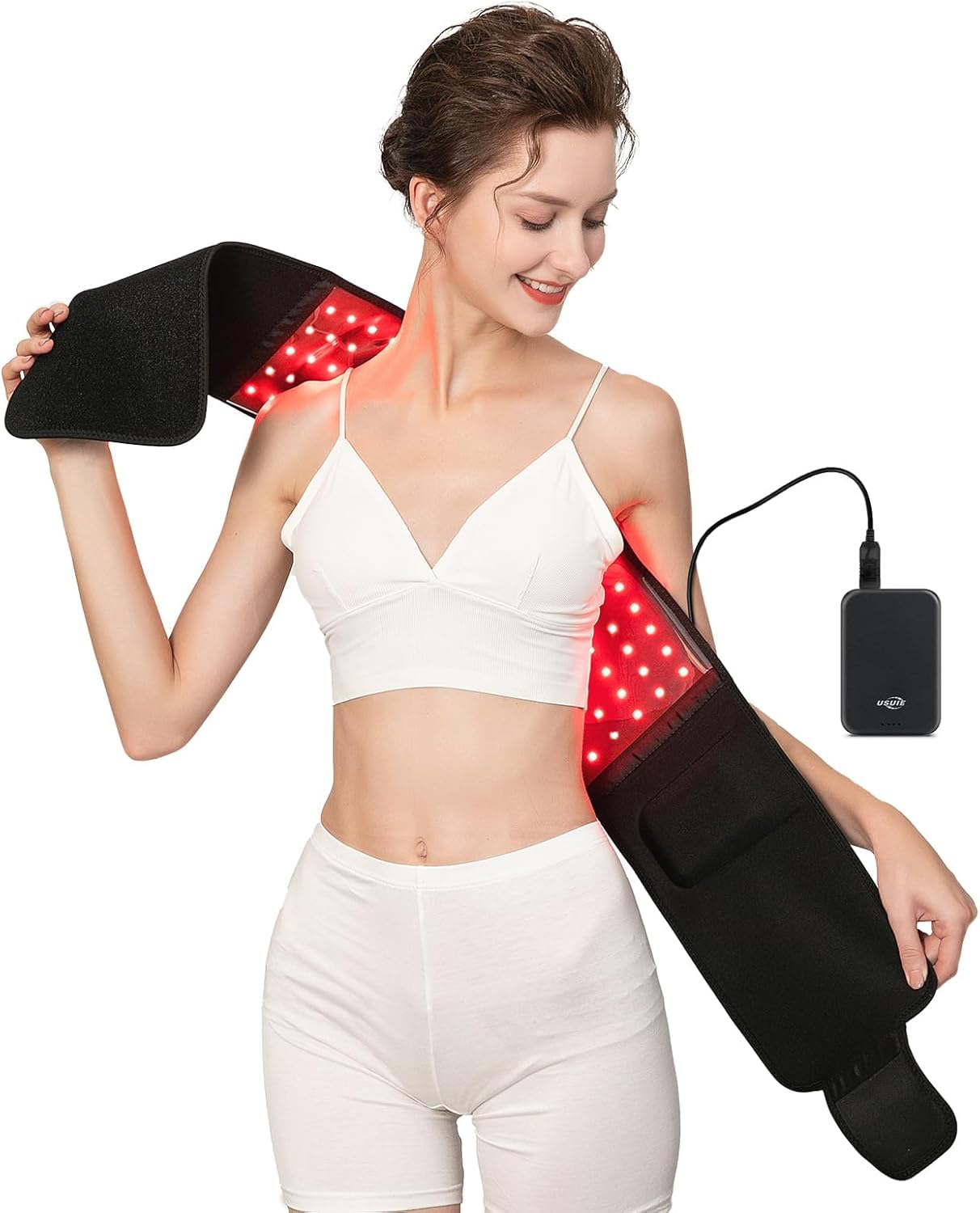 Red Light Therapy Belt, Infrared Light Therapy Wrap Red Light Therapy Device for Body with Timer for Back Shoulder Waist Muscle Pain Relief with 10000 mAh Power Bank for Women Gift