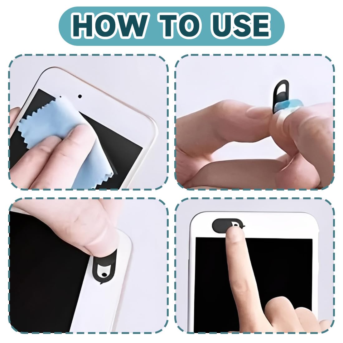 Webcam Cover 24 Pezzi Copri Webcam Slider Ultra Sottile per Laptop PC Tablet Smartphone Nero