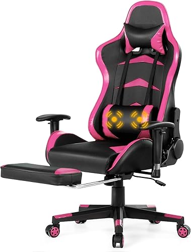 BETTARY Silla de juegos de estilo de carreras, silla ergonómica de respaldo alto para computadora con reposacabezas y soporte lumbar, silla