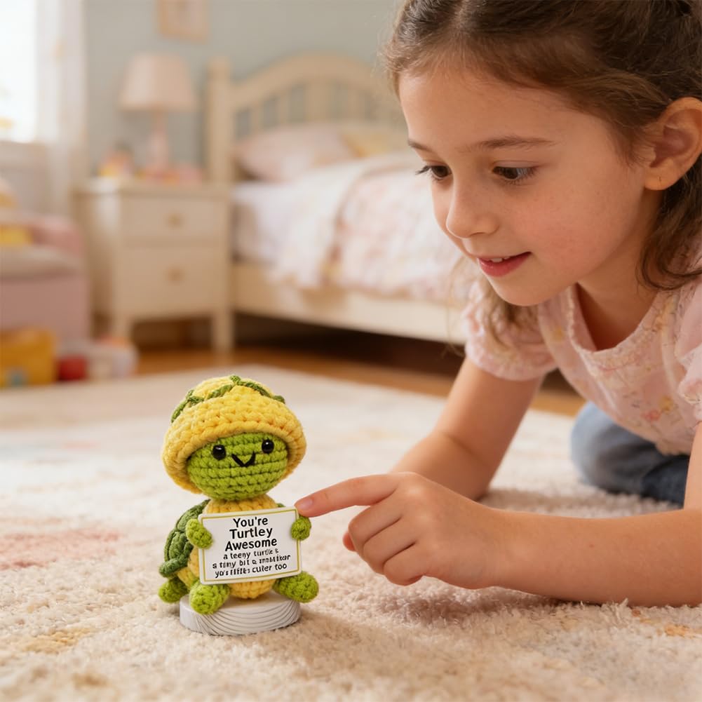 Tartaruga Positivo Peluche Portachiavi Regalo Motivazionale con Carta Portafortuna