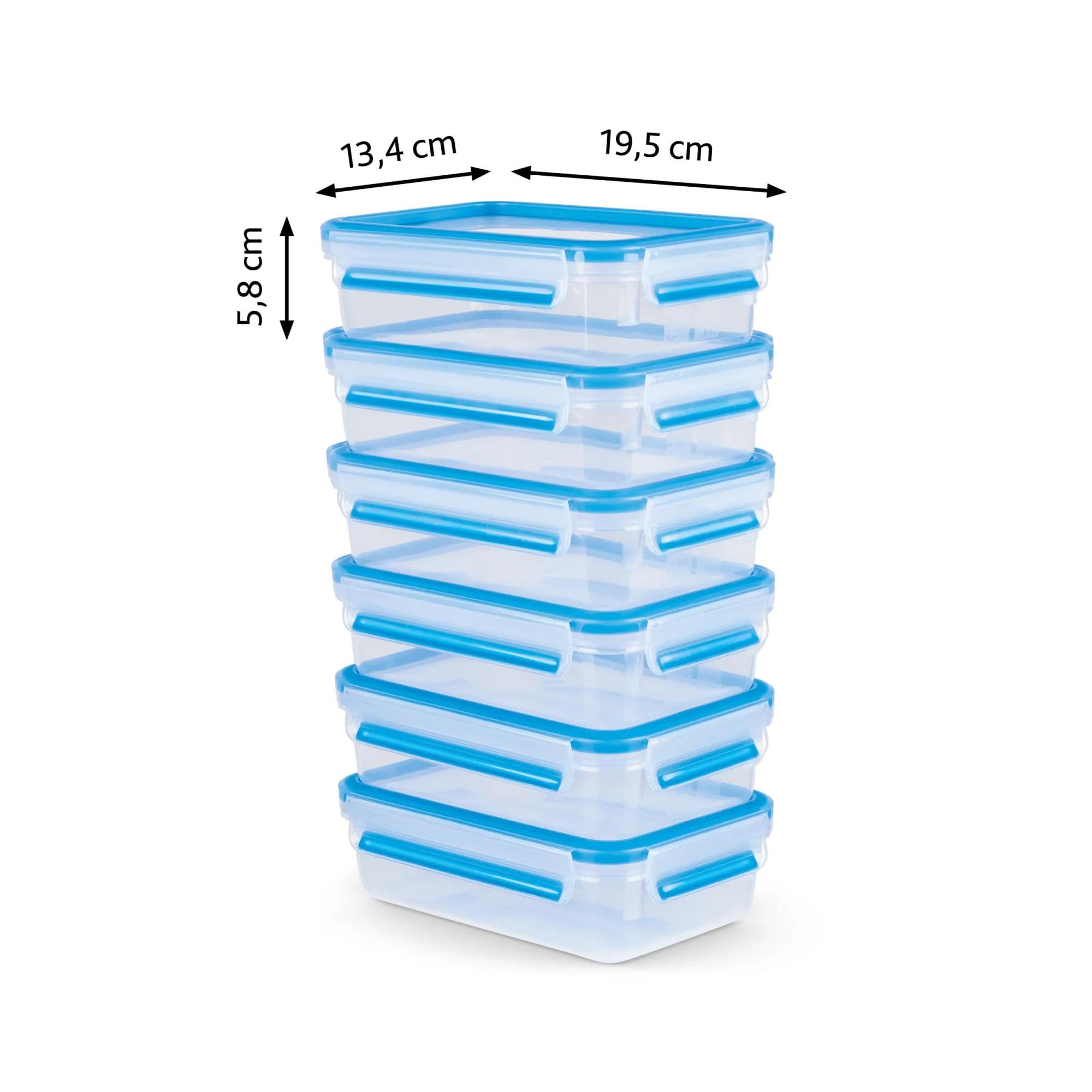 Emsa Clip & Close Conservazione Alimenti Freschi, Set Mealprep, Contenitori Ermetici per Alimenti, A Prova di Perdite, Igienici, 6 x 0.8L, N1031950