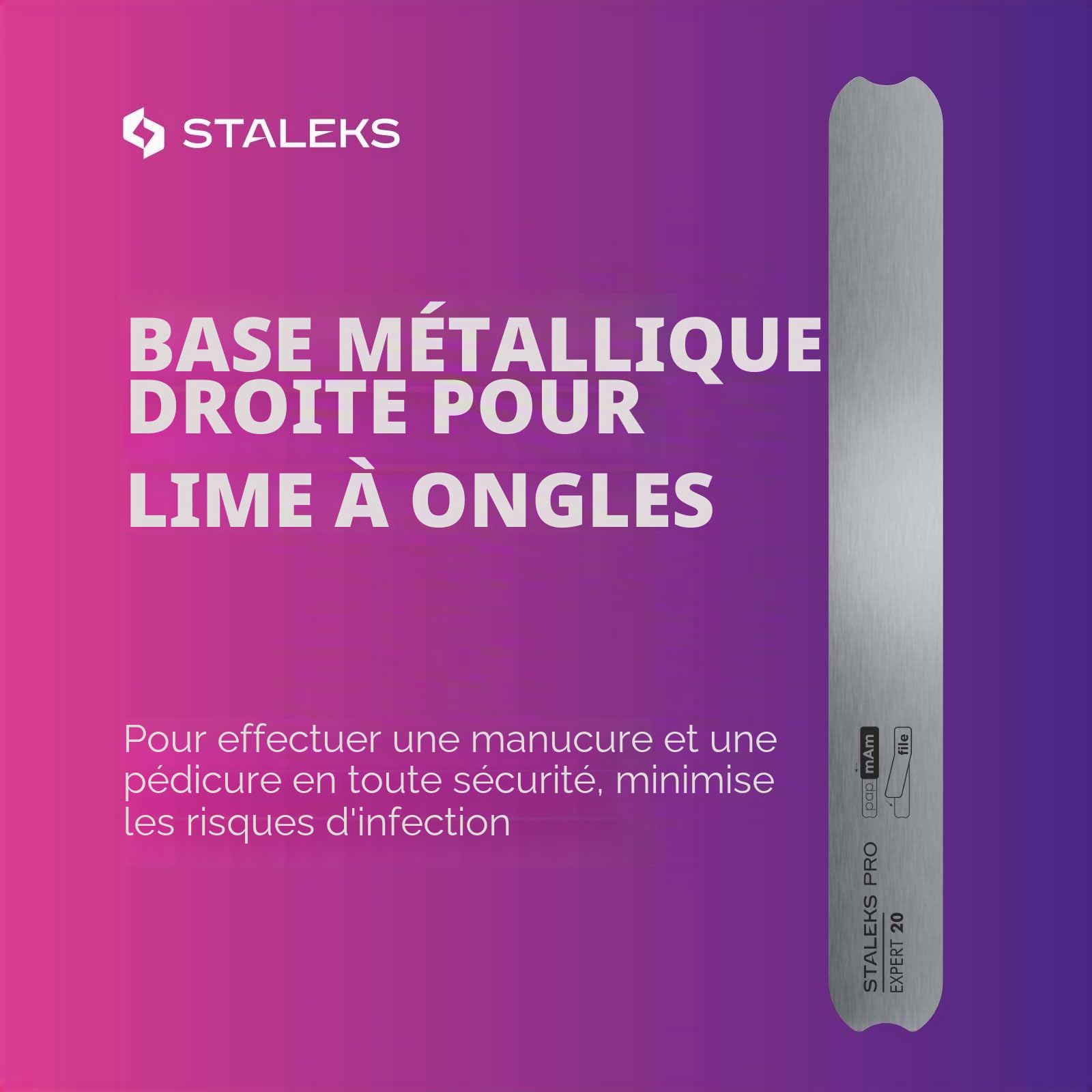 Staleks Pro Expert Manche en acier inoxydable pour limes adhésives et limes pochettes jetables