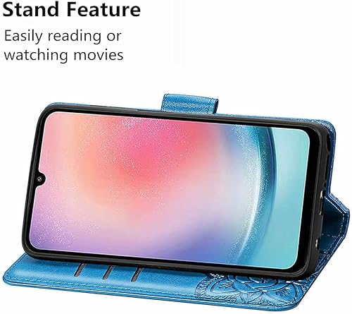 Miniatura 3 de MEUPZZK Funda para Samsung Galaxy A24 4G, Samsung A25 5G, piel sintética de alta calidad con diseño de mariposa en relieve, función atril, ranuras