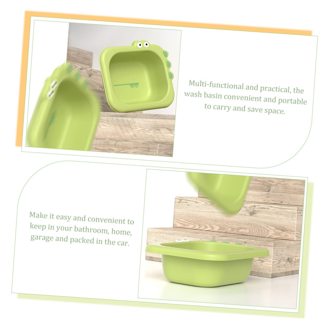 VICASKY Lot de 2 Bassines pour Bébé en Plastique, Lavabos Portables et Pratiques Design Cartoon Bain Visage Usage Domestique Voiture