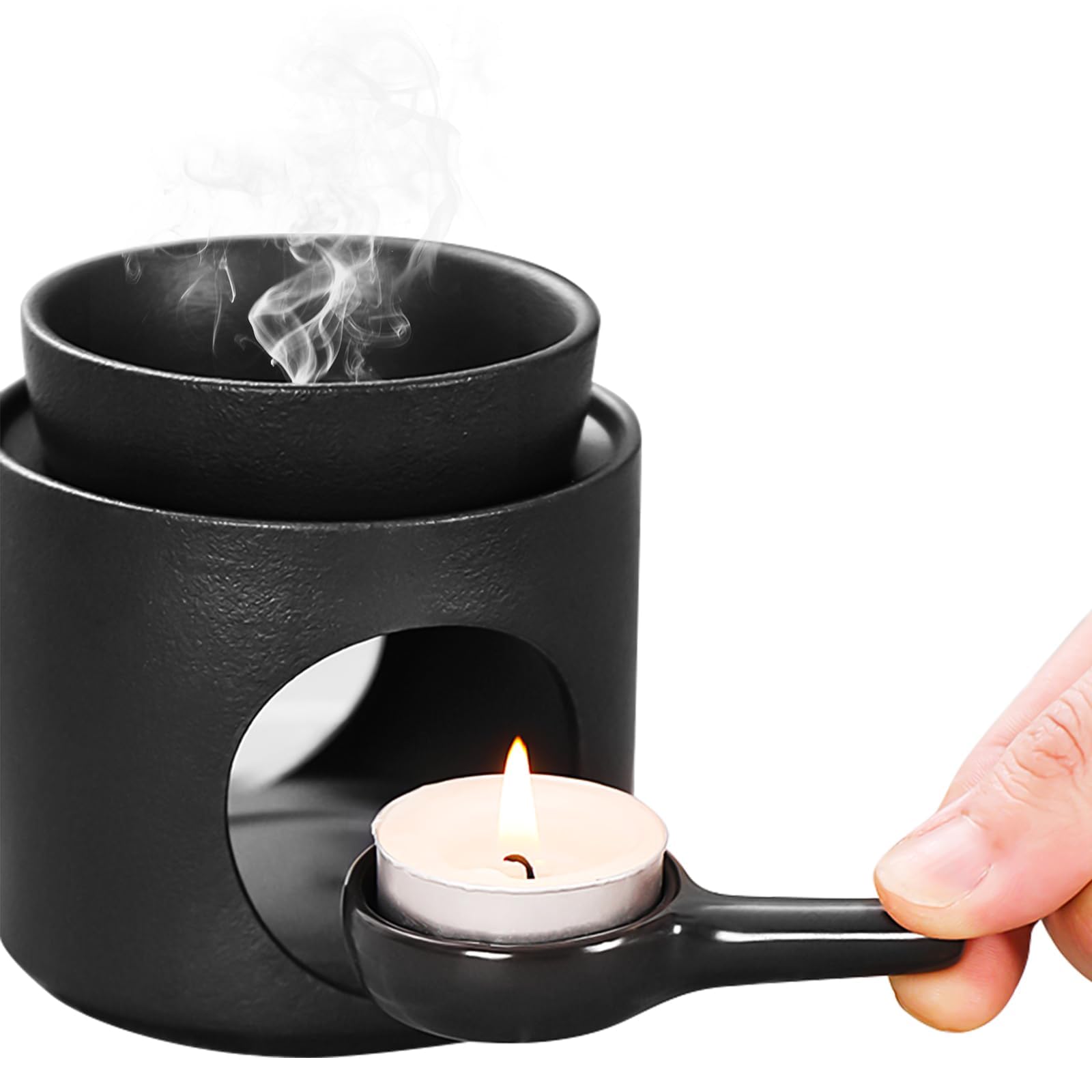 Lampada Profumata In Ceramica Con Motivo Floreale - Per Oli Essenziali E Cera (9 Cm)