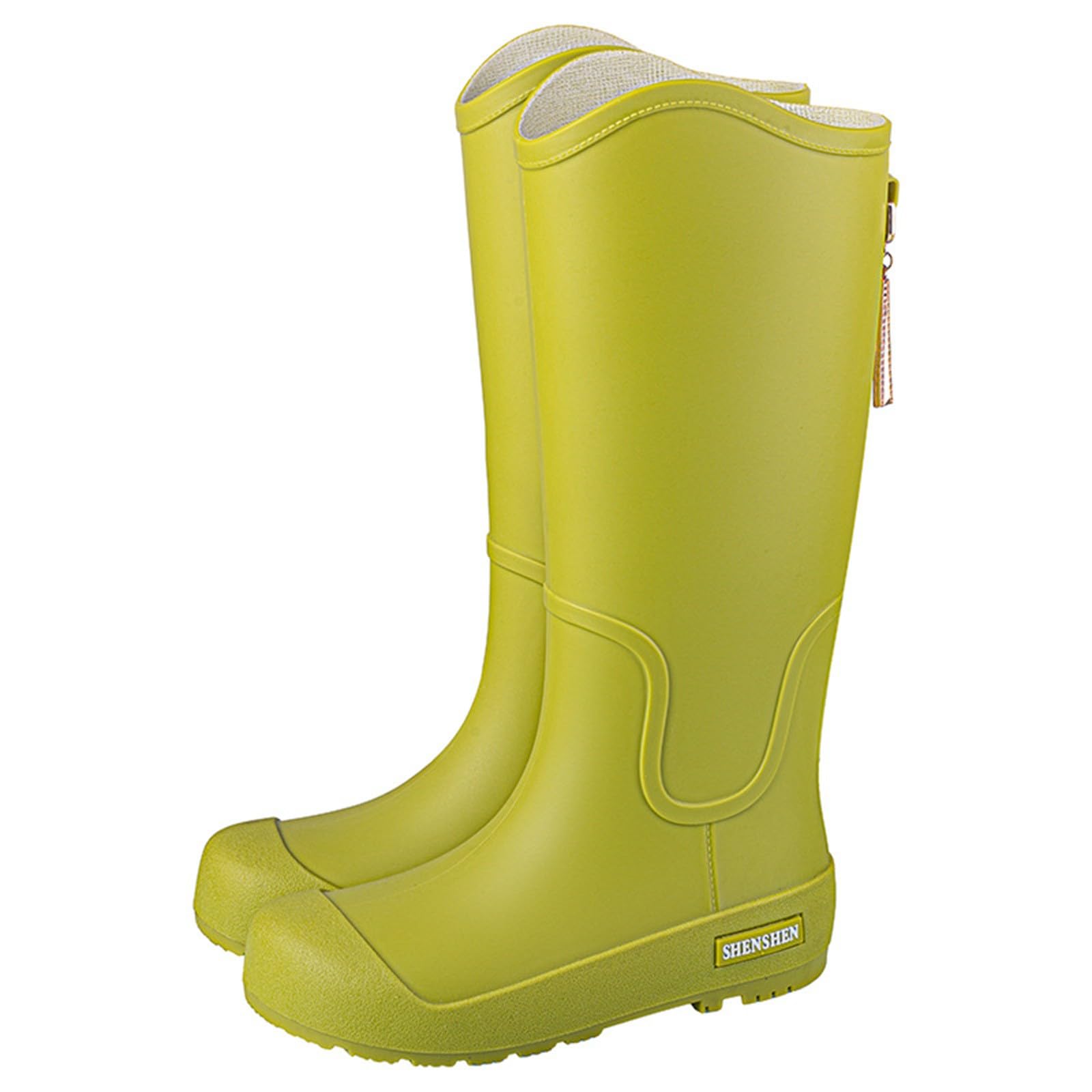 Generisch Botas de goma para mujer, caña alta, antideslizantes, para lluvia | Botas de goma altas, suela antideslizante, impermeables, cómodas, ideales para días lluviosos y uso diario