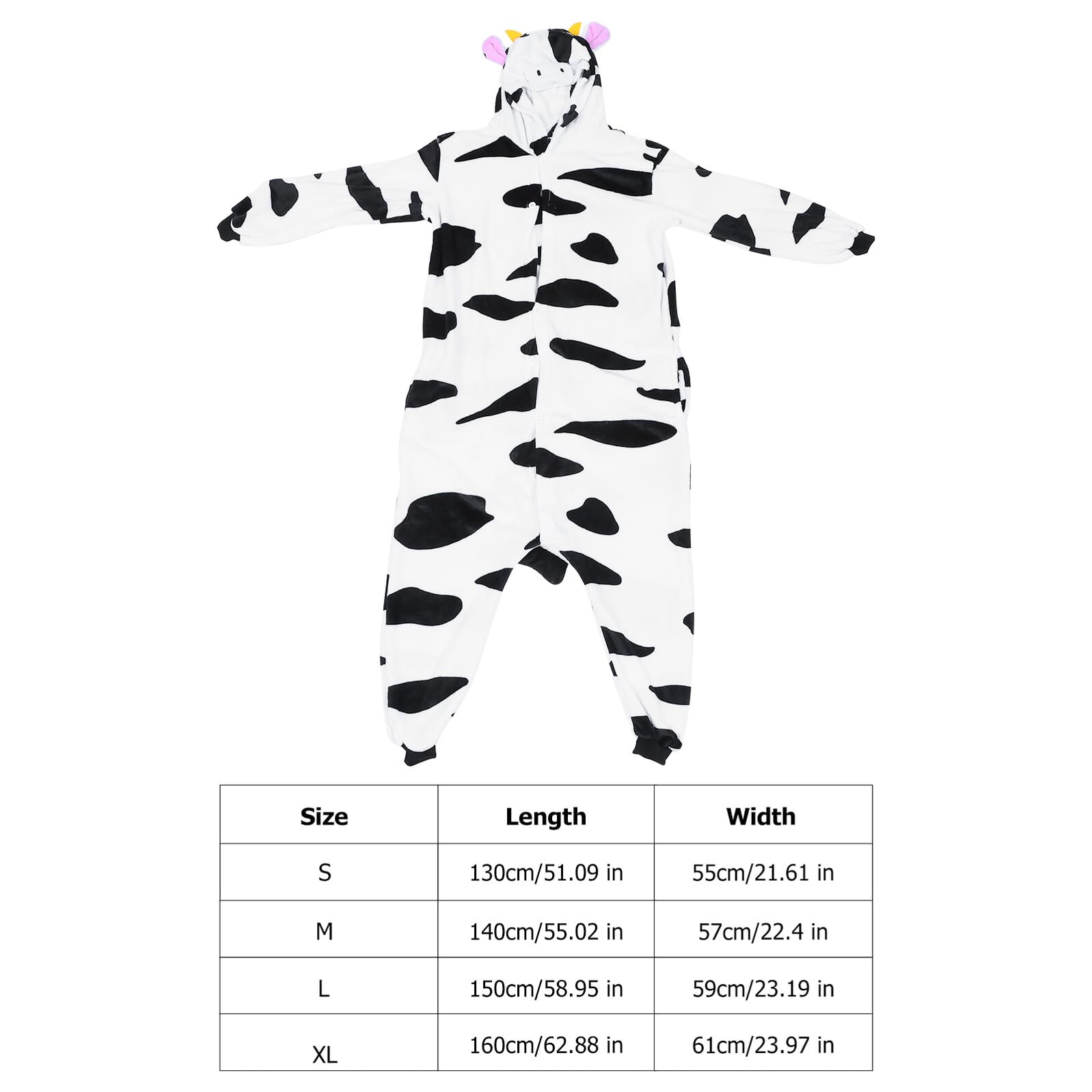 VALICLUD Pigiama Intero Animali in Flanella Unisex Camicia da Notte Creativa Motivo Mucca Caldo per Cosplay Autunno Inverno