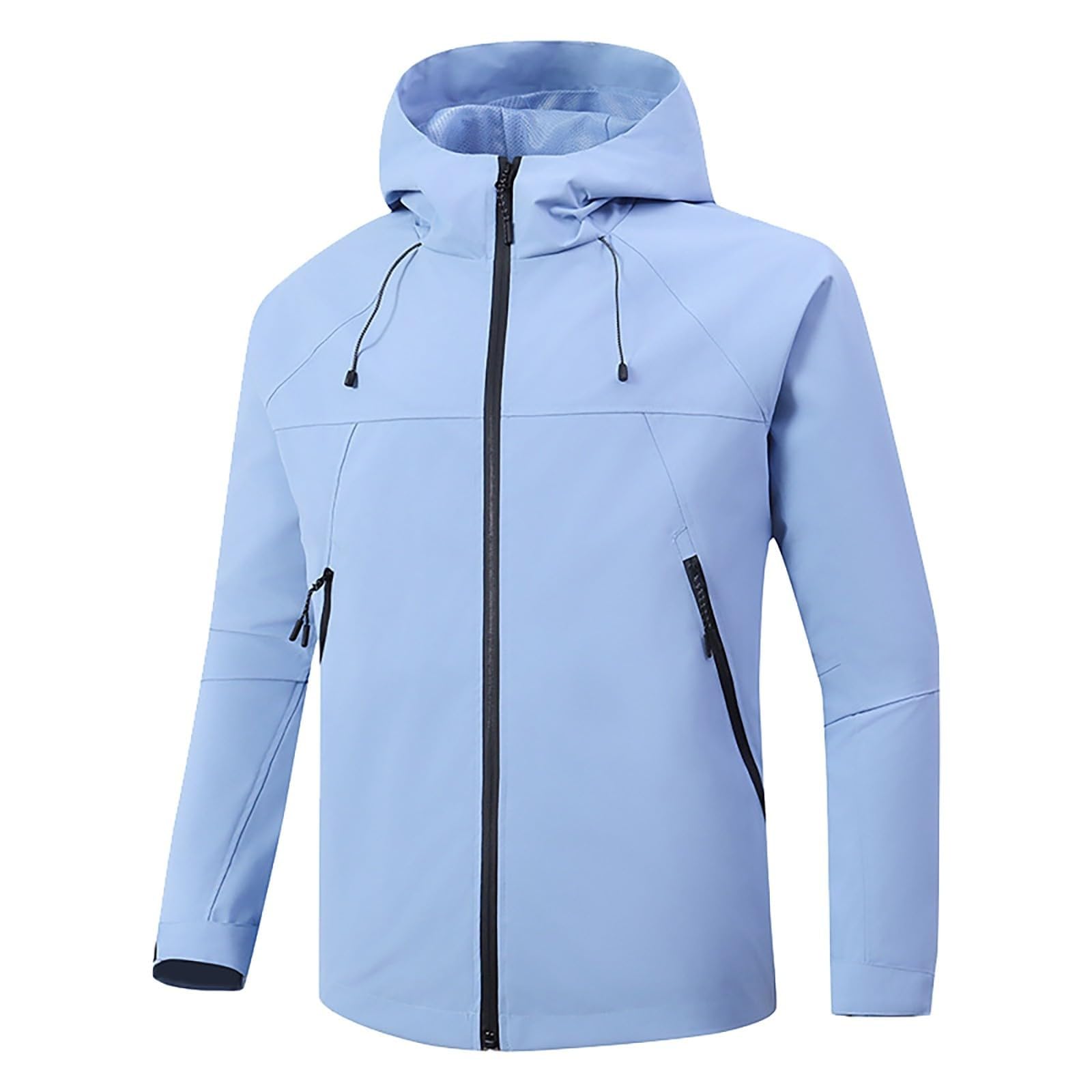 Chaqueta Impermeable Mujer con Capucha Color Sólido - Cortavientos Mujer Impermeable De Cremallera Transpirable Senderismo Slim Fit Chaquetas Trekking Ligera Raincoat con Bolsillo