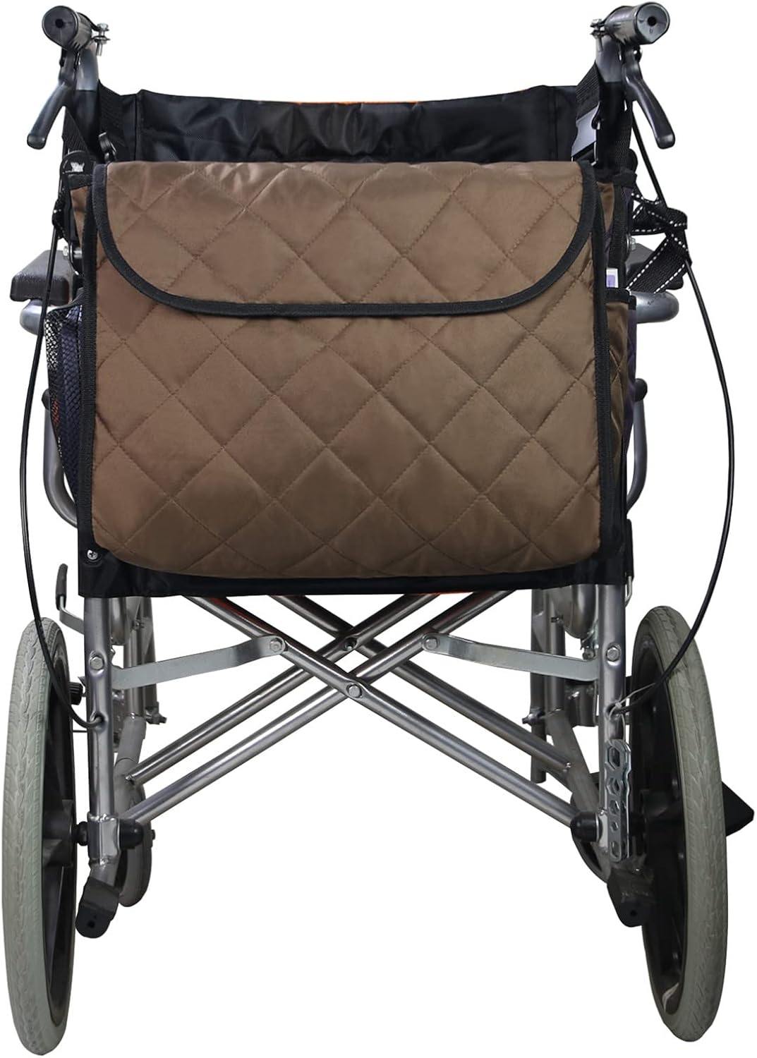 Wheelchair Backpack Bag — Wheelchair Bag — Large Tote Accessory to Hang on Back - Lightweight, Wheelchair Storage Organizers for Walkers, Rollators, Scooters (Brown)