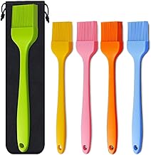 Silicone Basting Pastry Brush - Cooking Brush for Oil Sauce Butter Marinades, Food Brushes for BBQ Grill Kitchen Baking, Baster Brushes Baste Pastries Cakes Meat Desserts, Food Grade, Dishwasher Safe