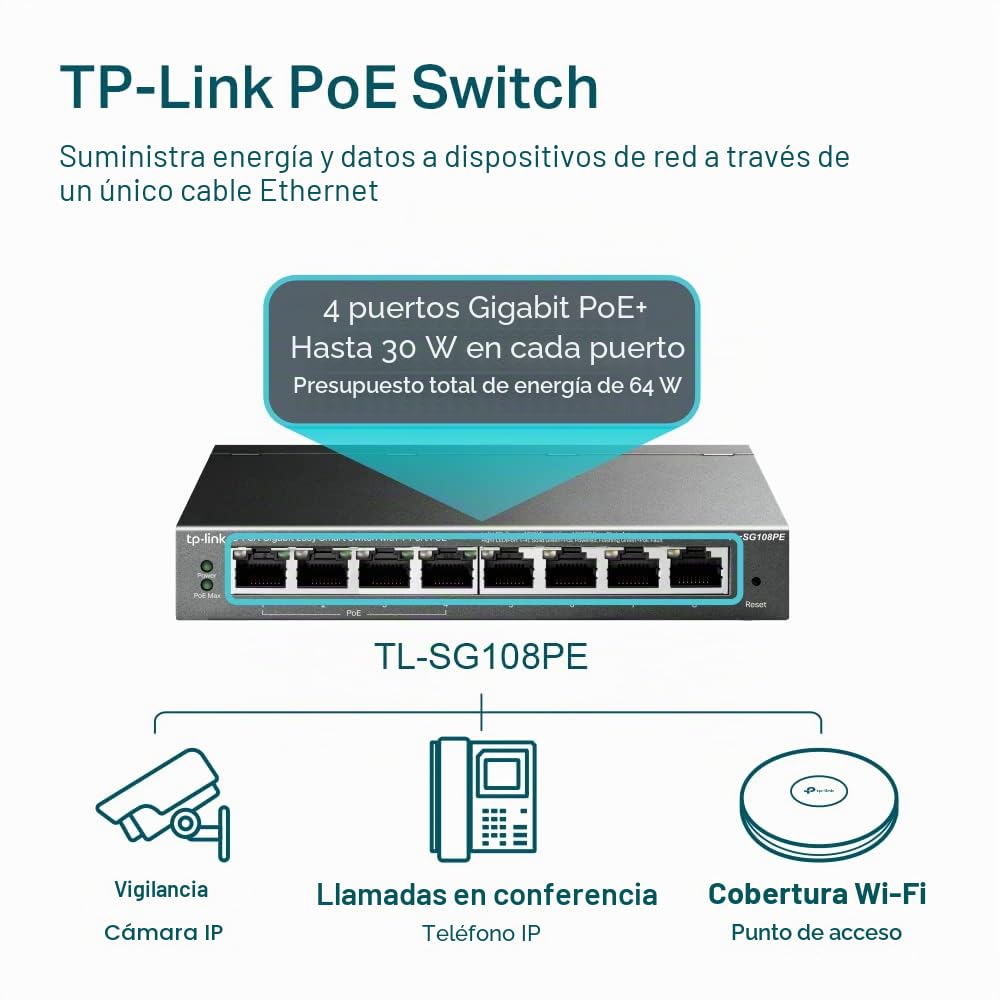 TP-LINK 8-Port Gigabit Easy Smart Switch with 4-Port PoE - Switch de red