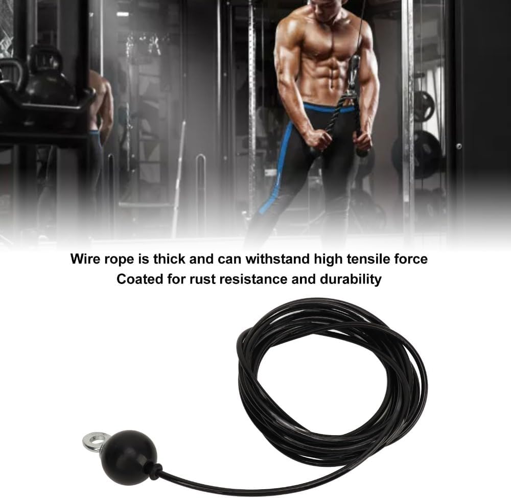 Adjustable Fitness Pulley Cable, 3 Meter TPU Coated Steel Wire Rope Replacement with Hardware for Home Gym Cable Machines image 3