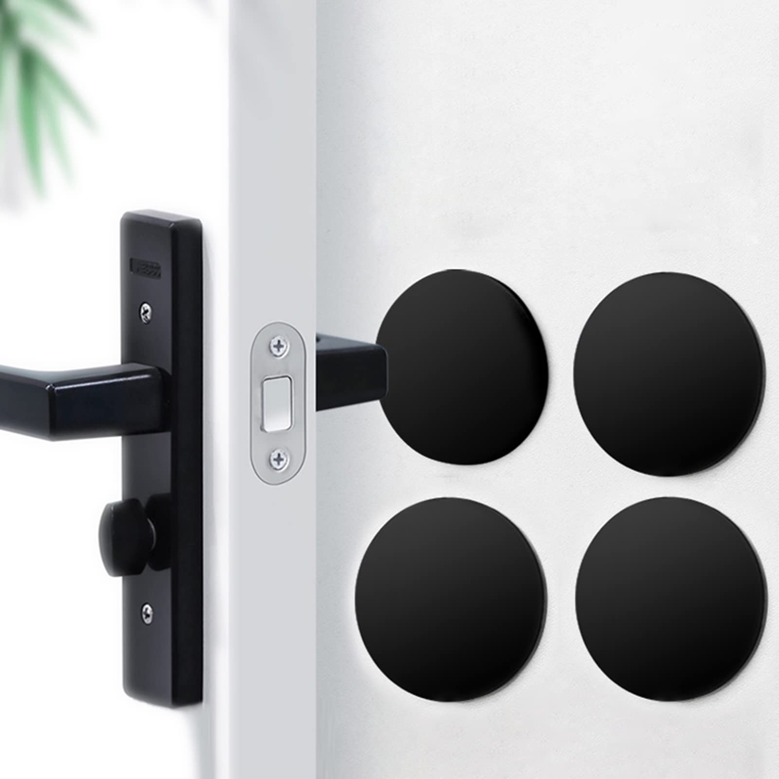 Tope de puerta con cuña for puerta, 4 protectores de pared for perilla de puerta, protector de pared pequeño y redondo de goma de silicona suave for paredes de hogar y oficina, parachoques autoadhesiv